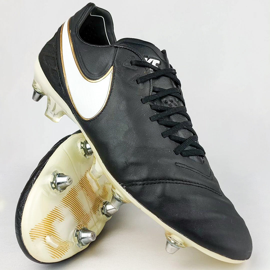 Nike Tiempo Legend VI Elite SG Pro Black Gold Metallic White Pre Ow PM Boots