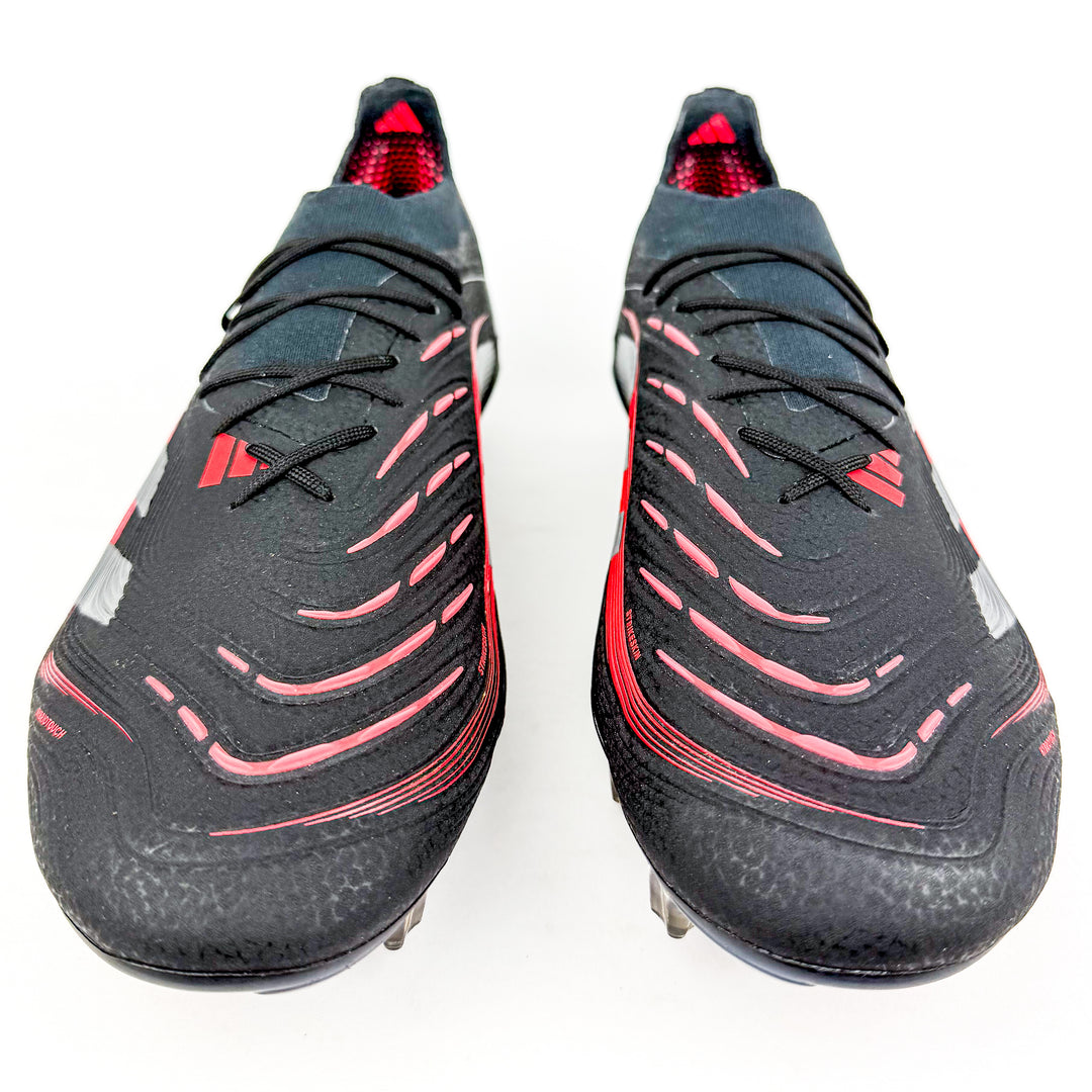 Adidas Predator Elite FG - Core Black/Grey Four/Lucid Red *Laced Mod*