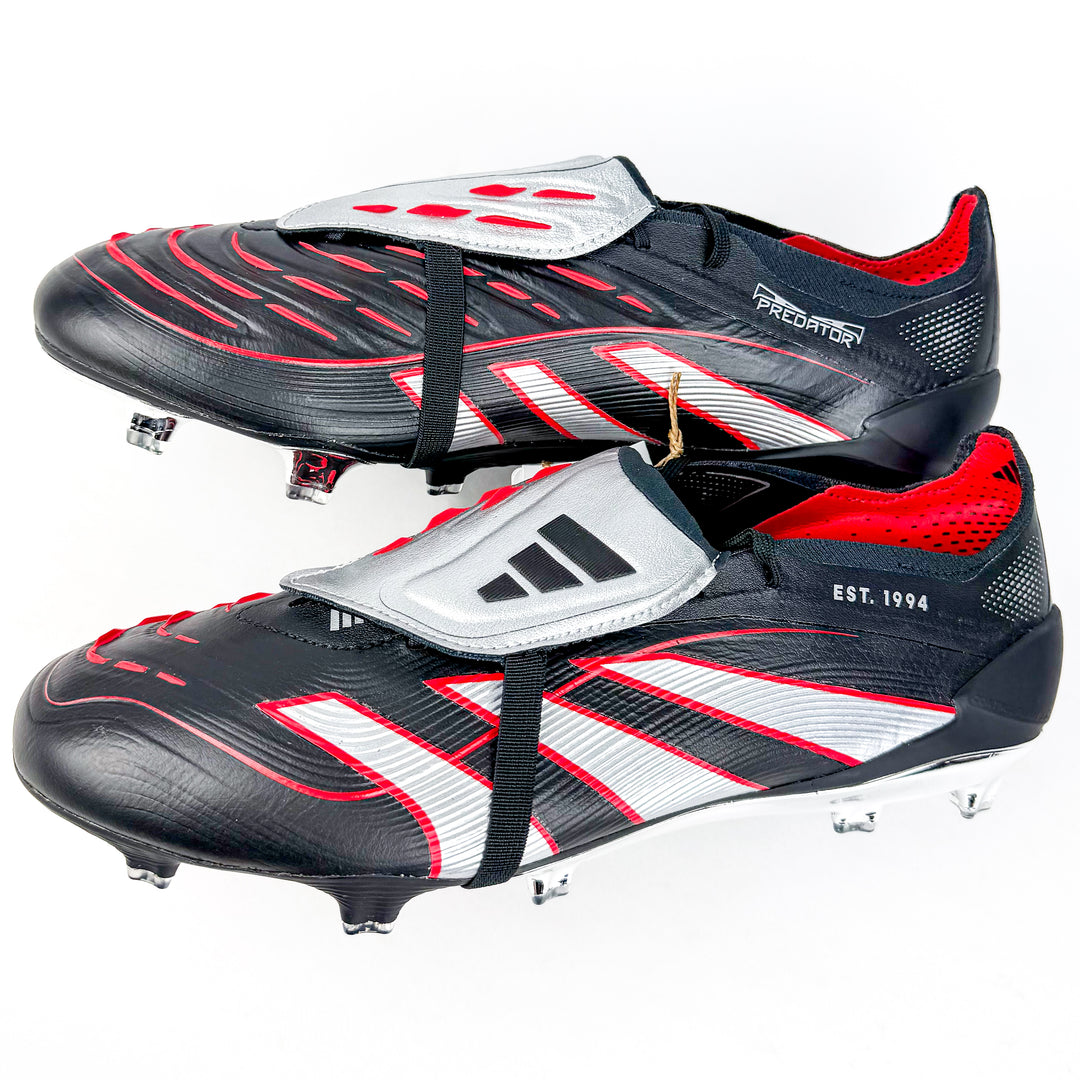 Adidas Predator Elite Leather Tongue FT FG - Core Black/Silver Metallic/Vivid Red *In Box*