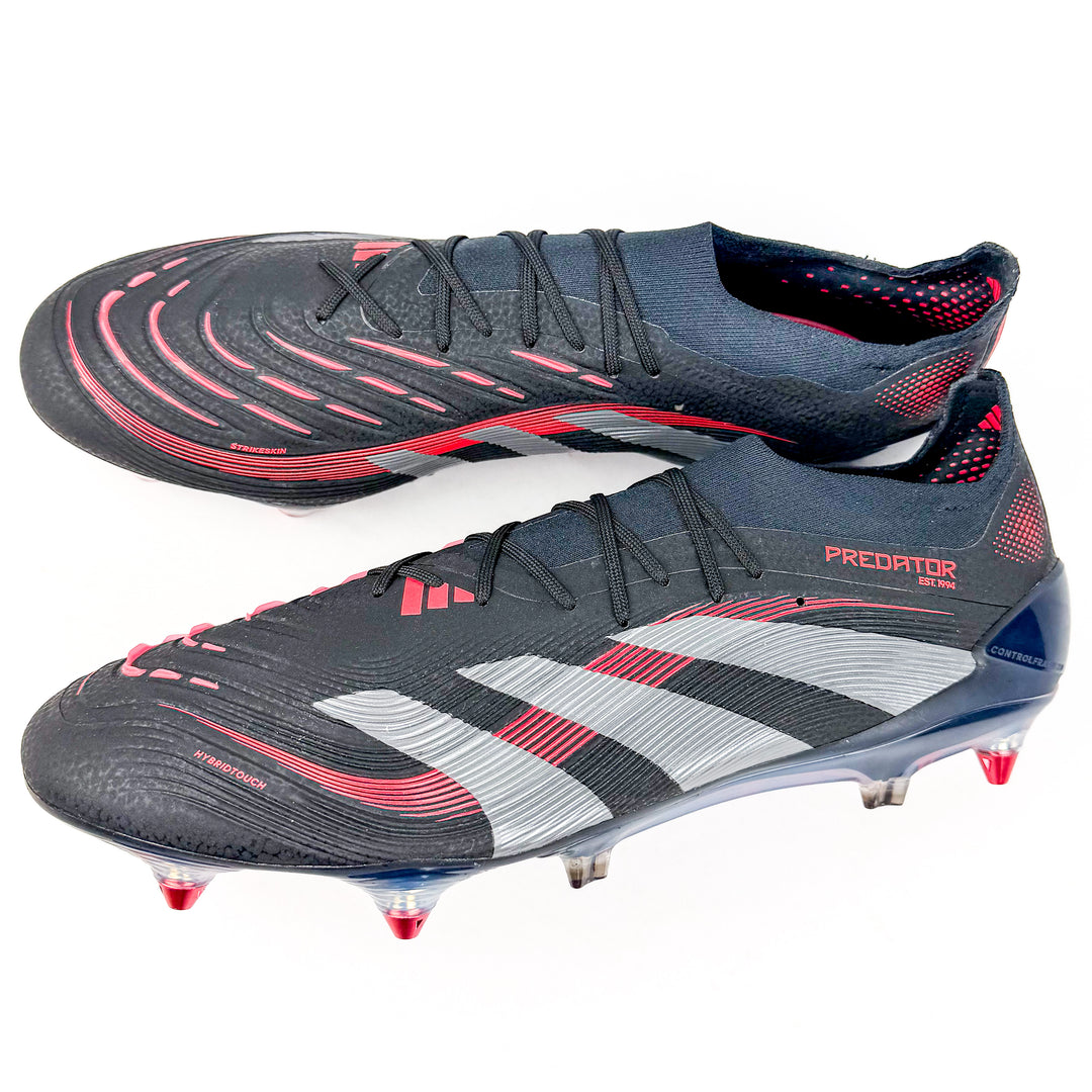 Adidas Predator Elite SG - Core Black/Grey Four/Lucid Red *Laced Mod*