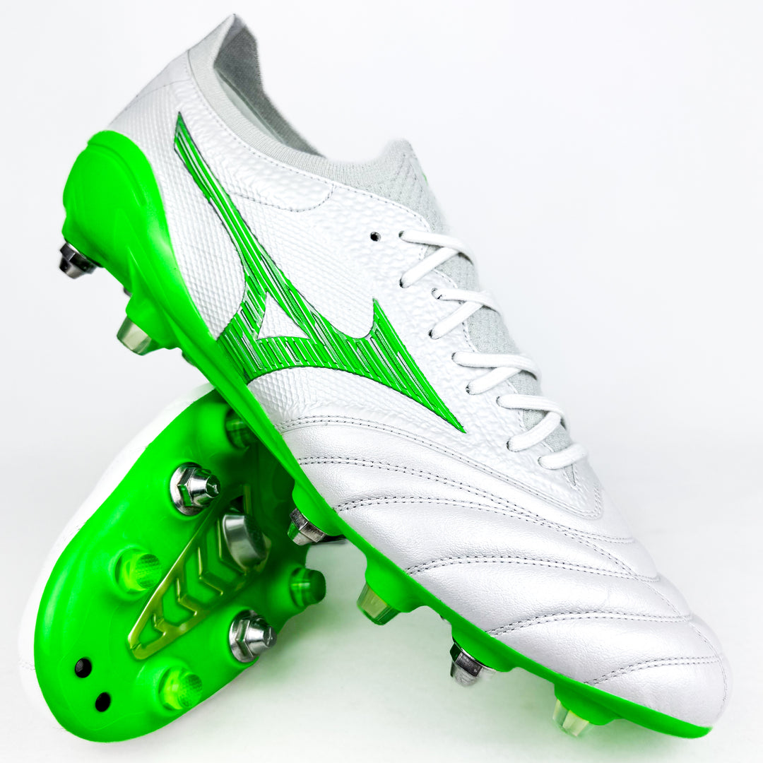 Mizuno Morelia Neo IV Beta Elite SG - Made in Japan - White/Neon Green/Cool Grey *In Box*