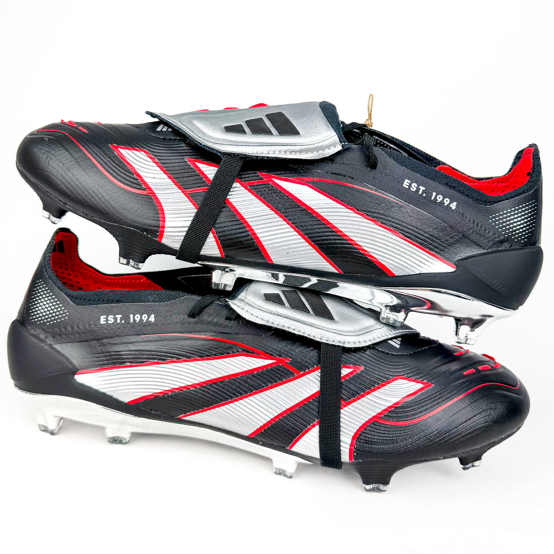 Adidas Predator Elite Leather Tongue FT FG - Core Black/Silver Metallic/Vivid Red *In Box*