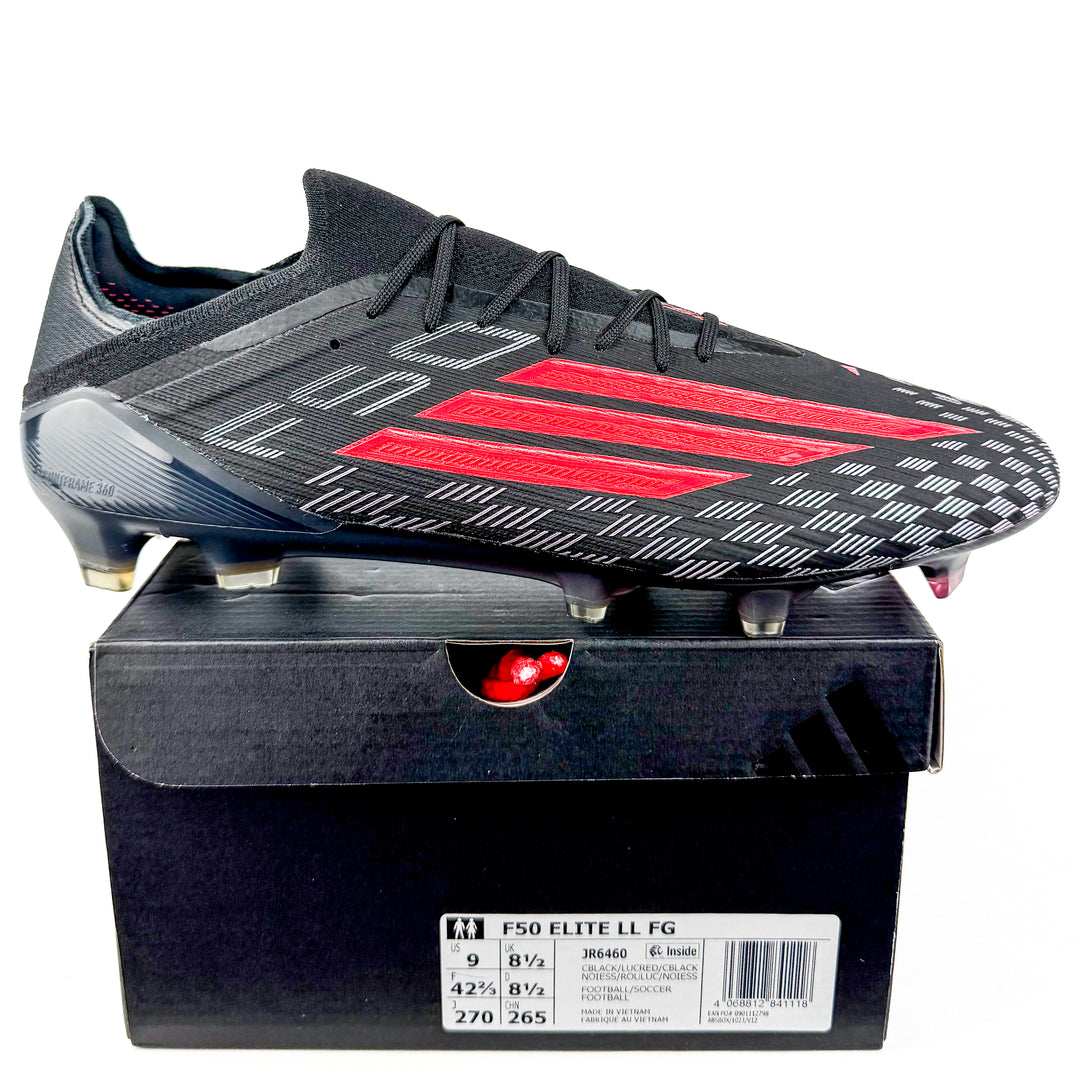 Adidas F50 Elite FG - Core Black/Lucid Red/Silver Metallic *Laced Mod*