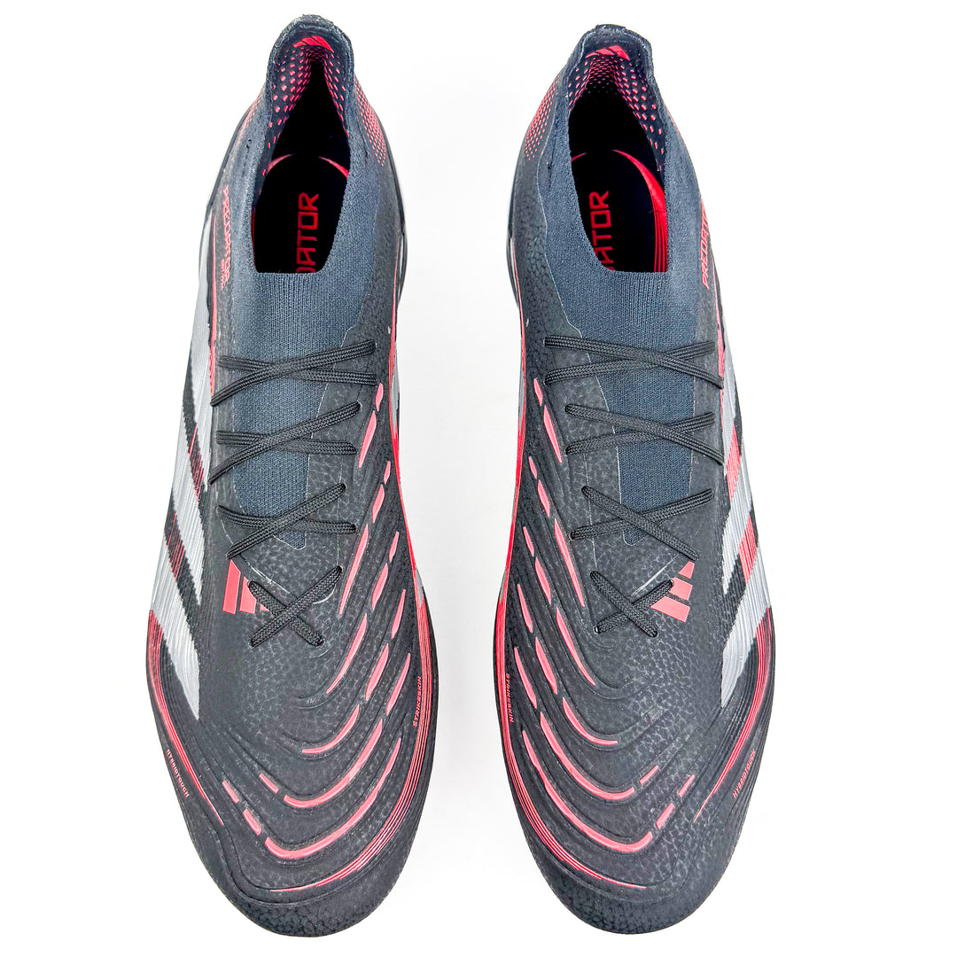 Adidas Predator Elite SG - Core Black/Grey Four/Lucid Red *Laced Mod*