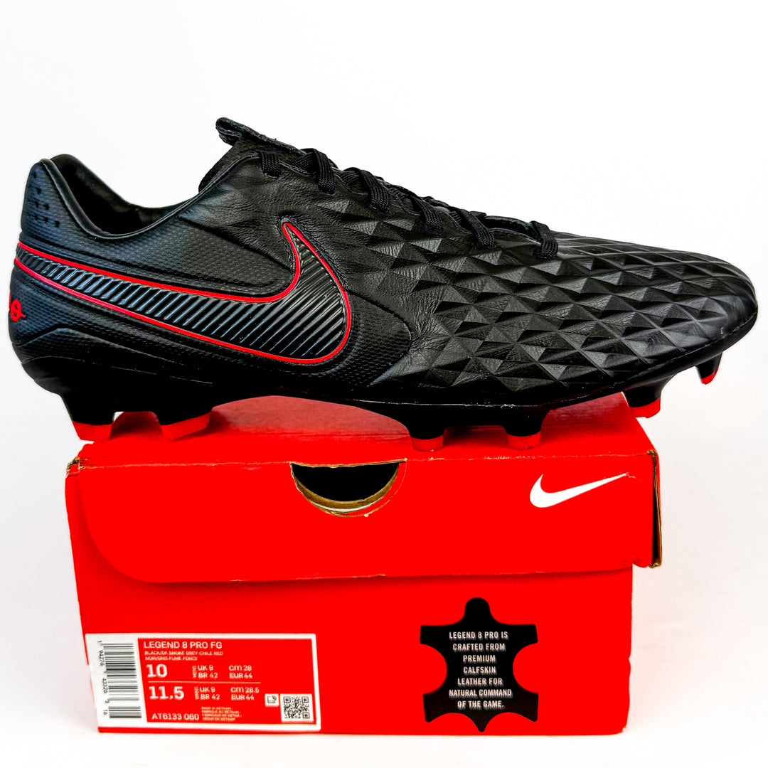 Nike Tiempo Legend VIII Pro FG - Black/Dark Smoke Grey/Chile Red *In Box*
