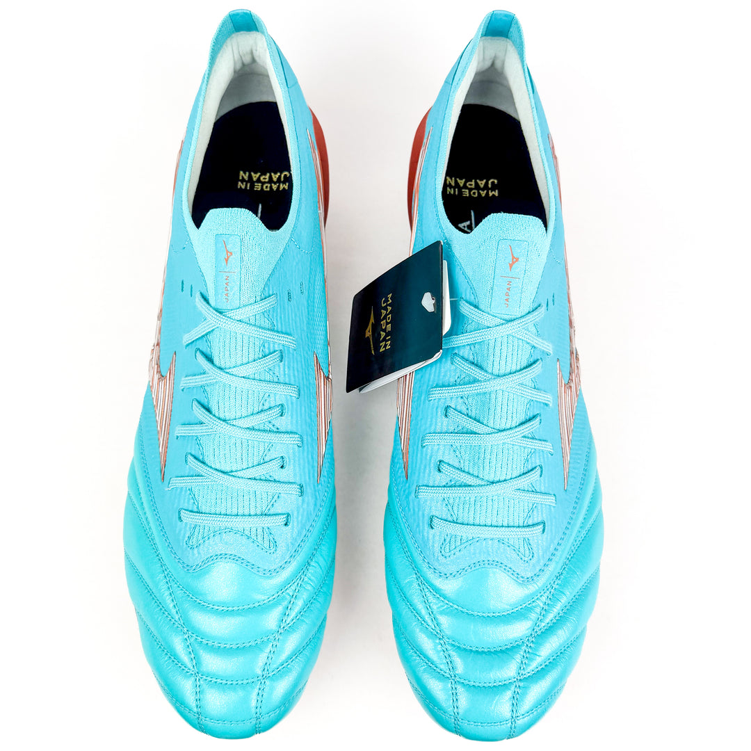 Mizuno Morelia Neo III Beta Elite FG - Made in Japan - Azure Blue/White/Copper *In Box*
