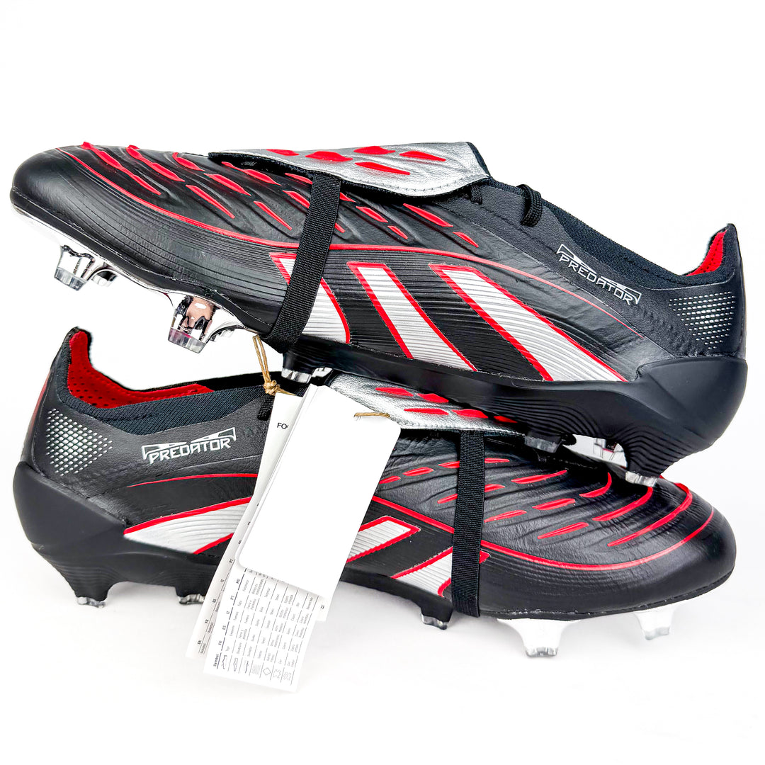 Adidas Predator Elite Leather Tongue FT FG - Core Black/Silver Metallic/Vivid Red *In Box*