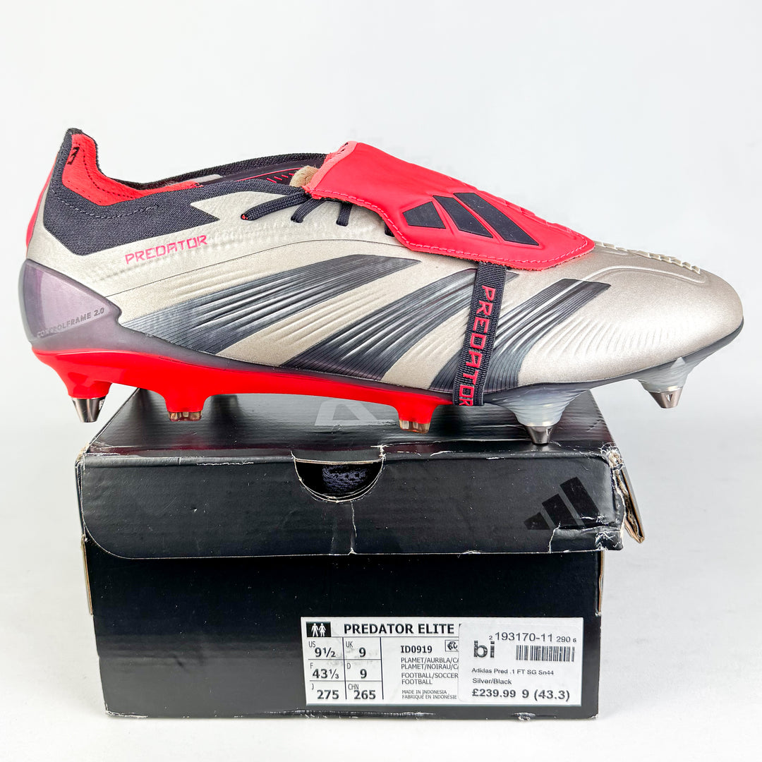 Adidas Predator Elite Tongue FT SG - Platinum Metallic/Aurora Black/Carbon *In Box*