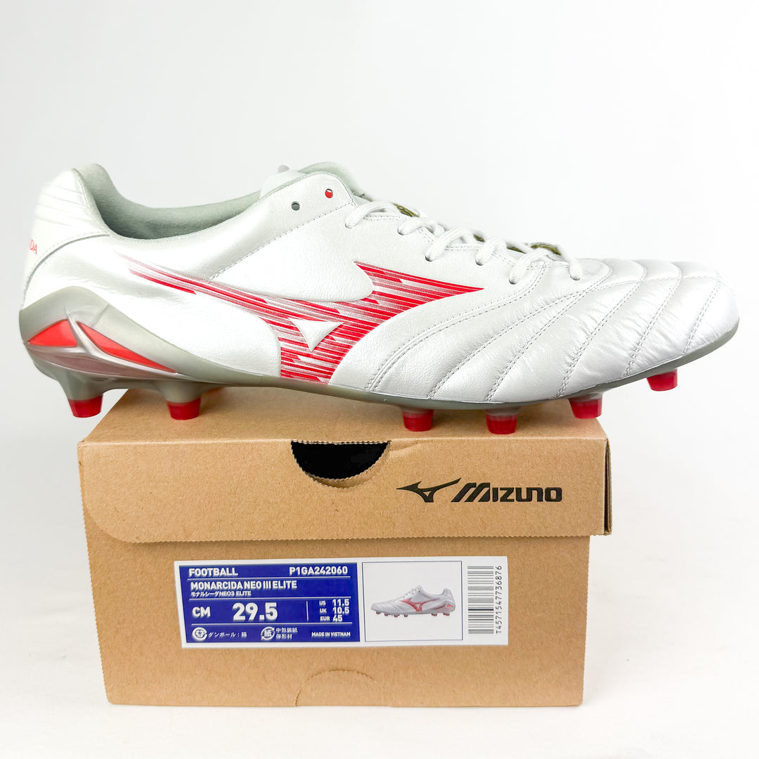 Mizuno Monarcida Neo III Elite FG - Super White Pearl/Red *In Box*