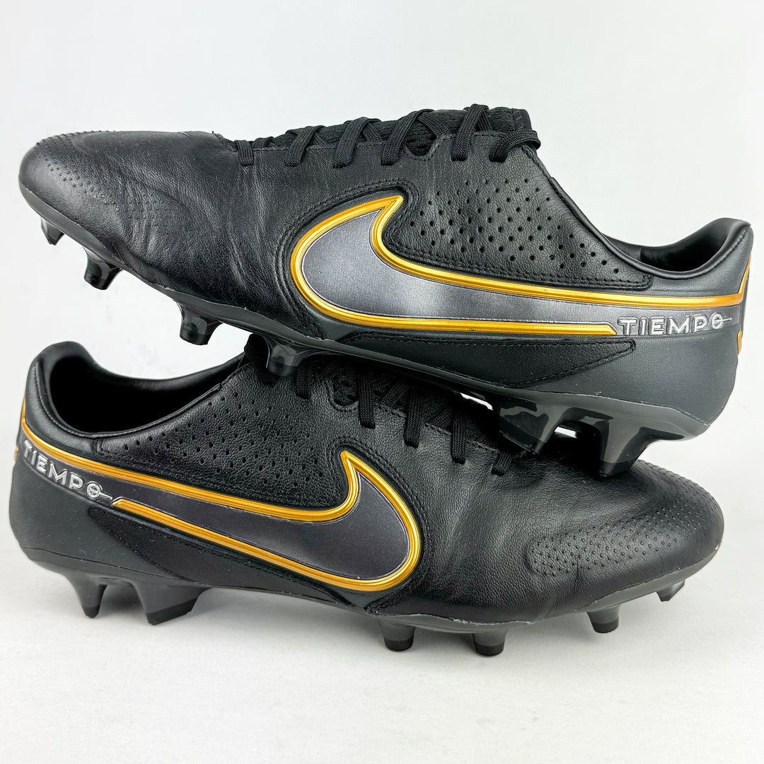 Nike Tiempo Legend 9 Pro FG - Black/Metallic Dark Grey/Gold *Wore Once*