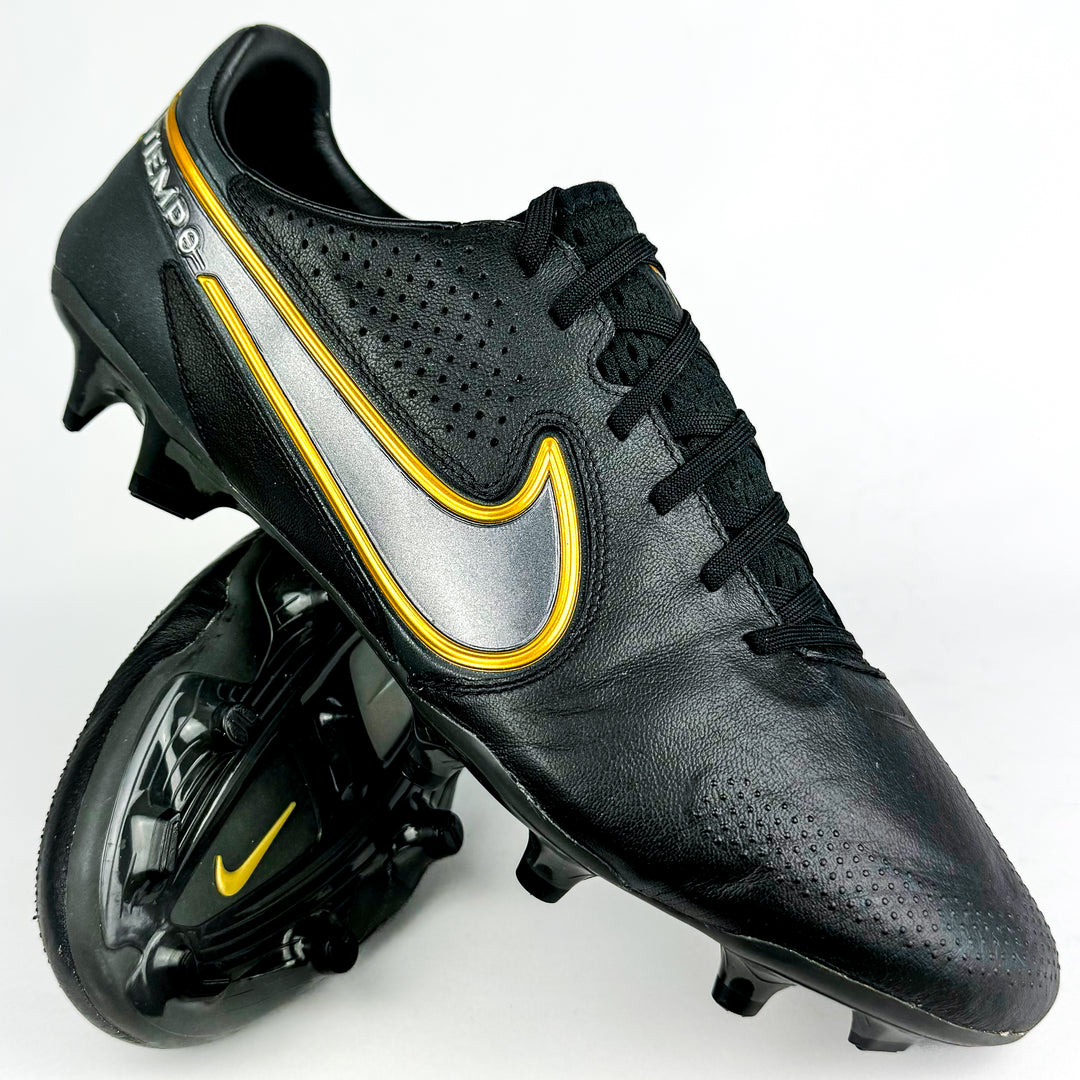 Nike Tiempo Legend 9 Pro FG - Black/Metallic Dark Grey/Gold *Wore Once*