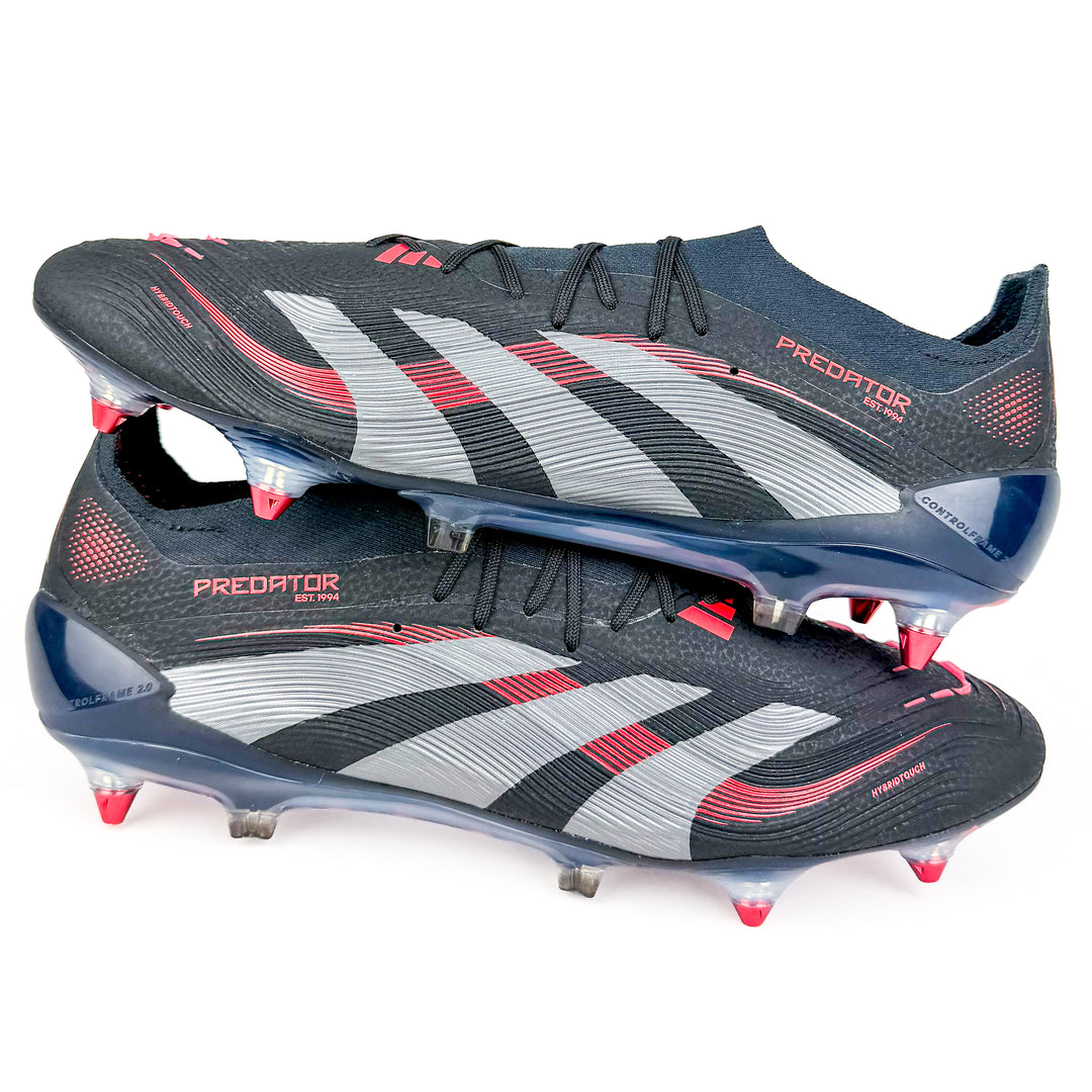 Adidas Predator Elite SG - Core Black/Grey Four/Lucid Red *Laced Mod*