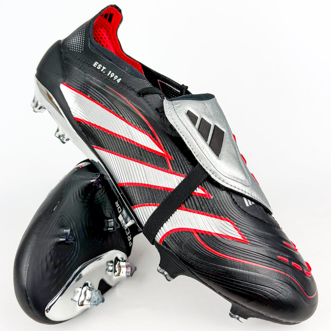 Adidas Predator Elite Leather Tongue FT FG - Core Black/Silver Metallic/Vivid Red *In Box*