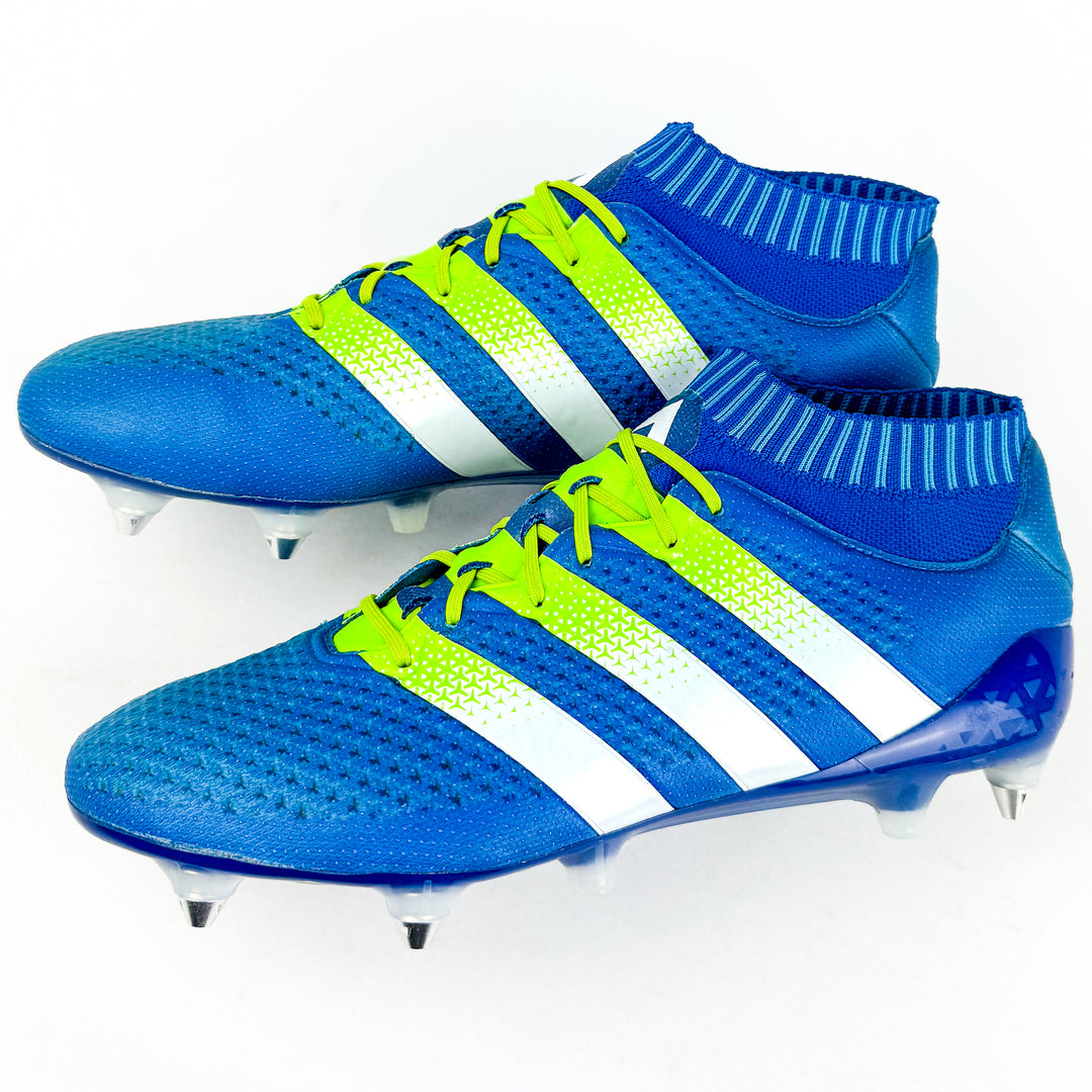 Adidas Ace 16.1 Primeknit SG - Shock Blue/Semi Solar Slime/White *Wore Once*