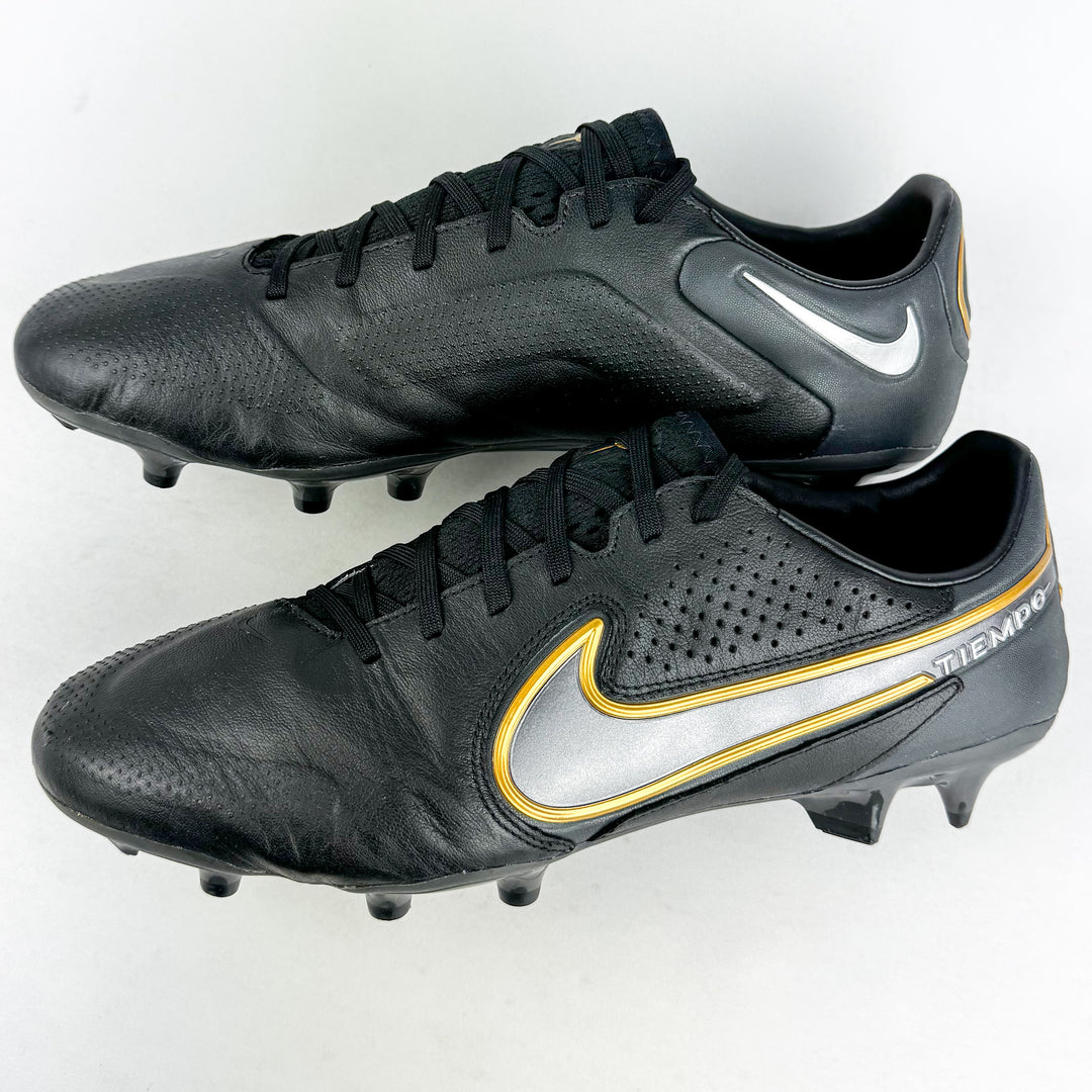 Nike Tiempo Legend 9 Pro FG - Black/Metallic Dark Grey/Gold *Wore Once*