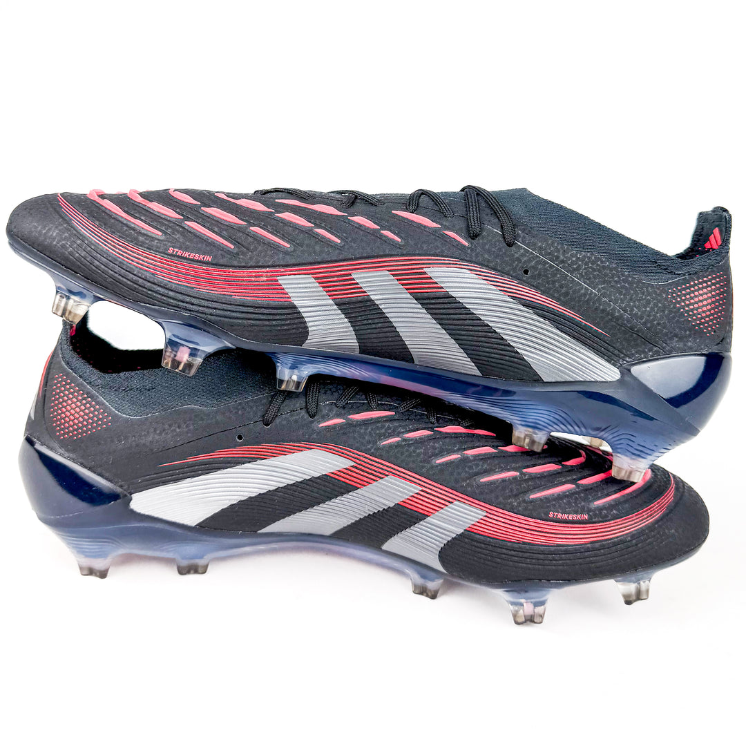 Adidas Predator Elite FG - Core Black/Grey Four/Lucid Red *Laced Mod*