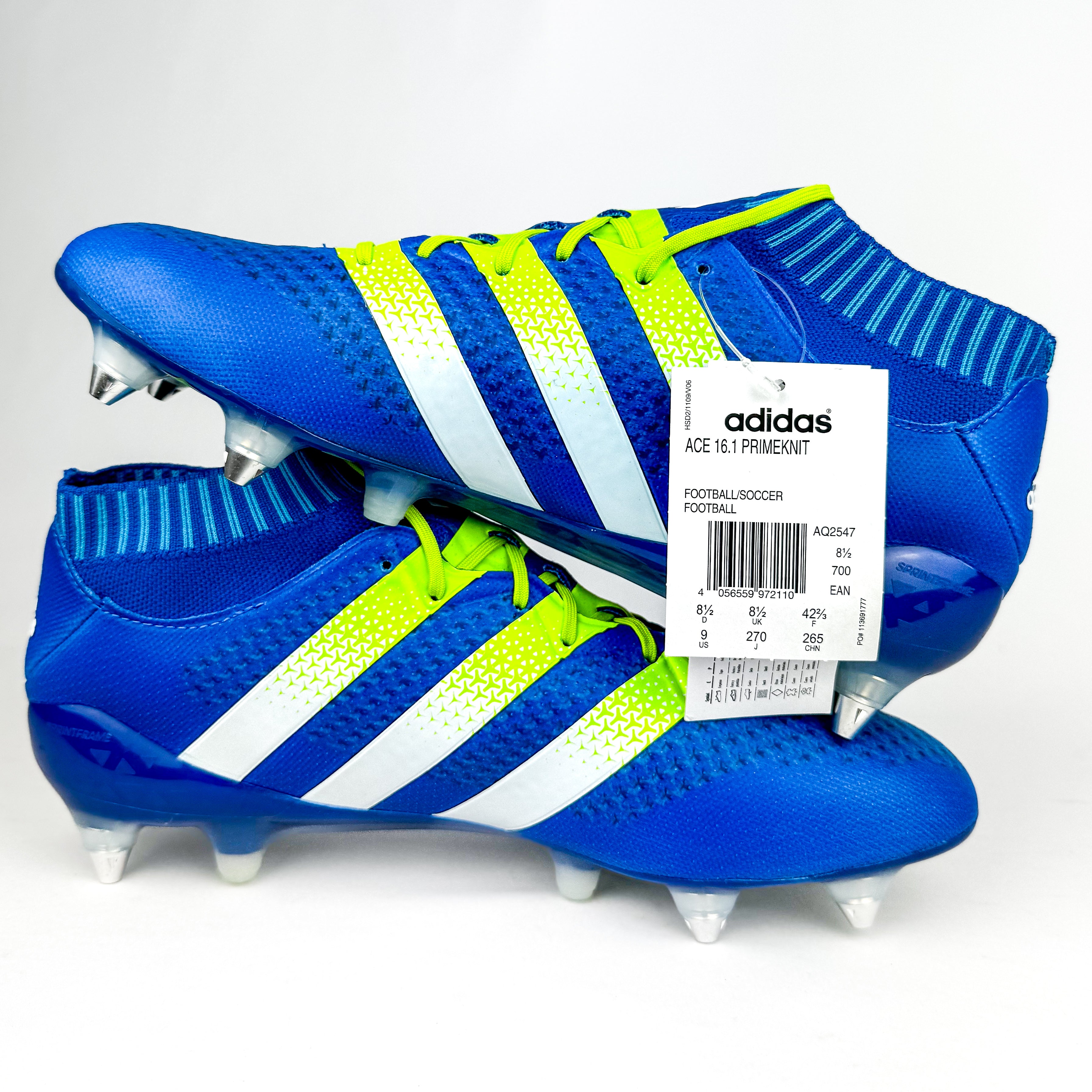 Adidas Ace 16.1 Primeknit SG - Shock Blue/Semi Solar Slime/White