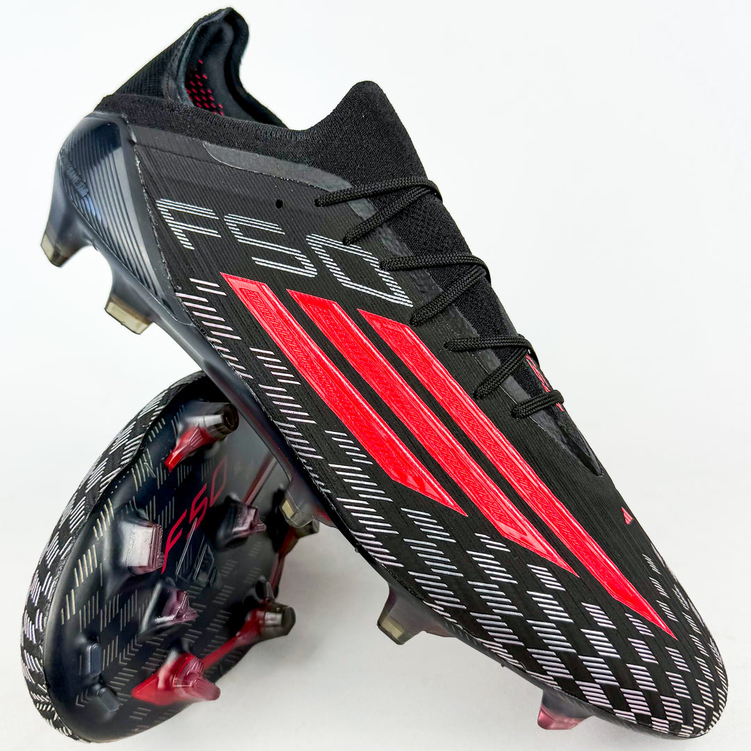 Adidas F50 Elite FG - Core Black/Lucid Red/Silver Metallic *Laced Mod*