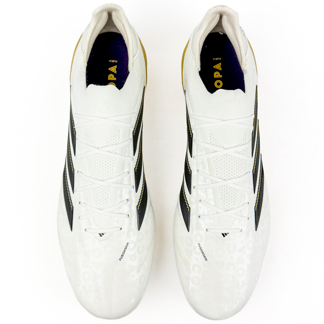 Adidas Copa Pure III Elite FG - White/Core Black/Gold Metallic *Laced Mod*