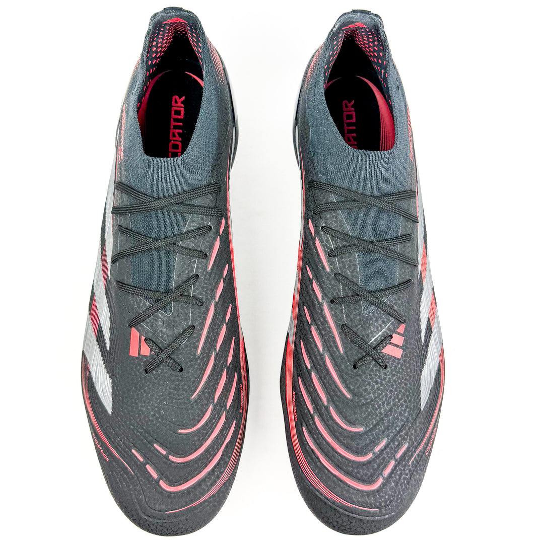 Adidas Predator Elite FG - Core Black/Grey Four/Lucid Red *Laced Mod*