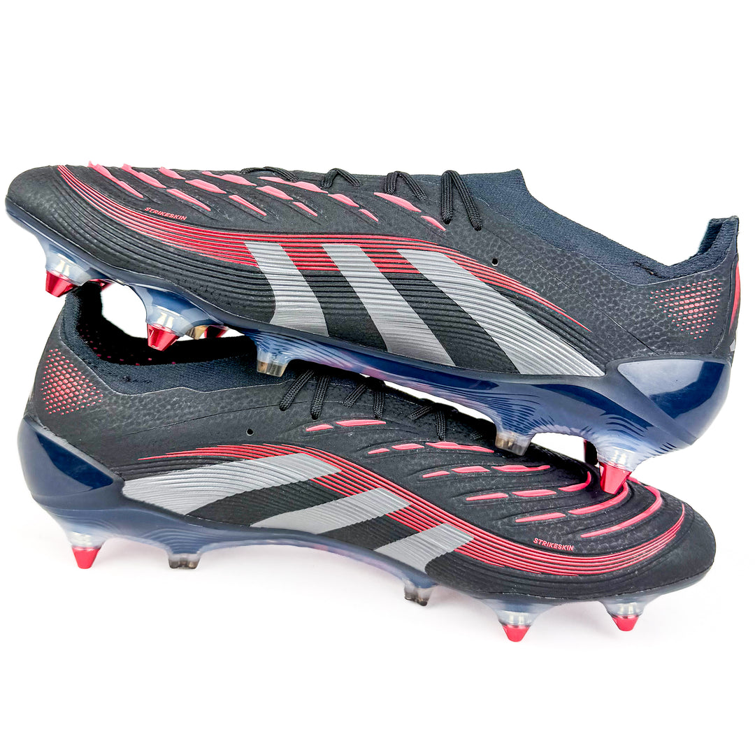 Adidas Predator Elite SG - Core Black/Grey Four/Lucid Red *Laced Mod*