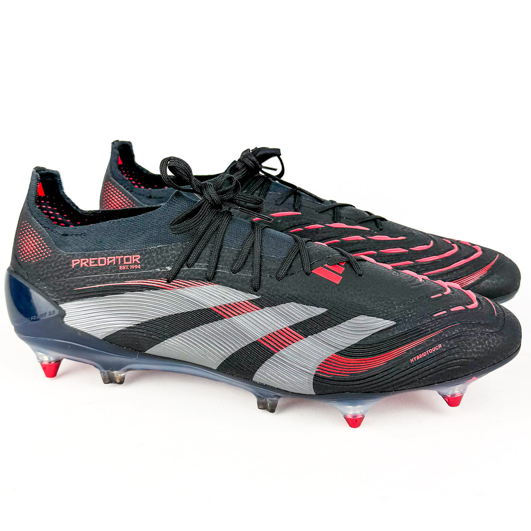 Adidas Predator Elite SG - Core Black/Grey Four/Lucid Red *Laced Mod*