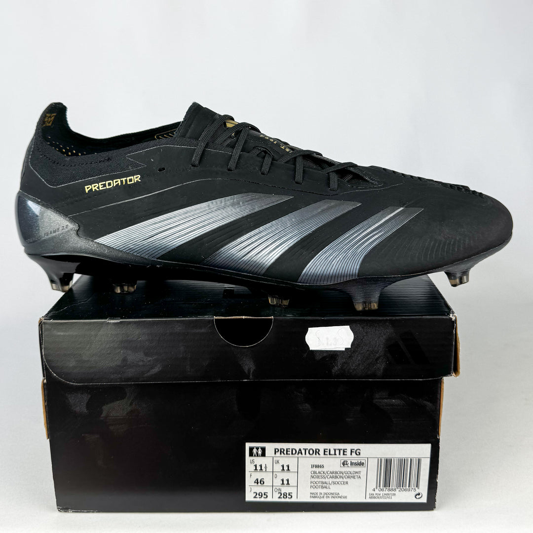 Adidas Predator Elite FG - Core Black/Gold Metallic/Carbon *Wore Once*
