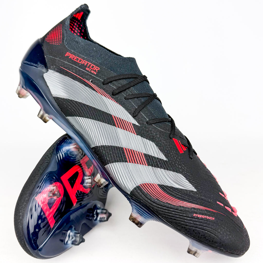 Adidas Predator Elite FG - Core Black/Grey Four/Lucid Red *Laced Mod*