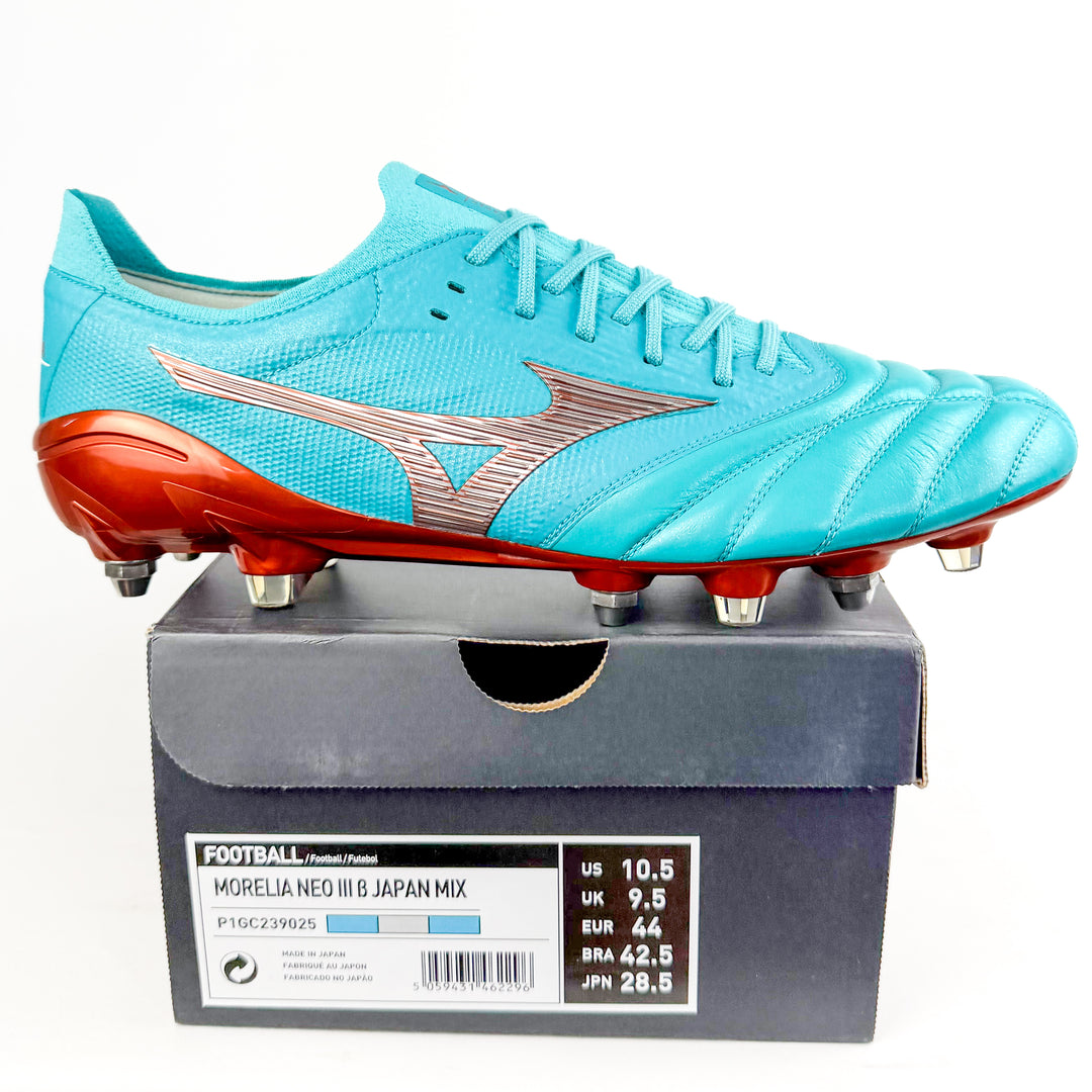 Mizuno Morelia Neo III Beta Elite SG - Made in Japan - Azure Blue/White/Copper *In Box*