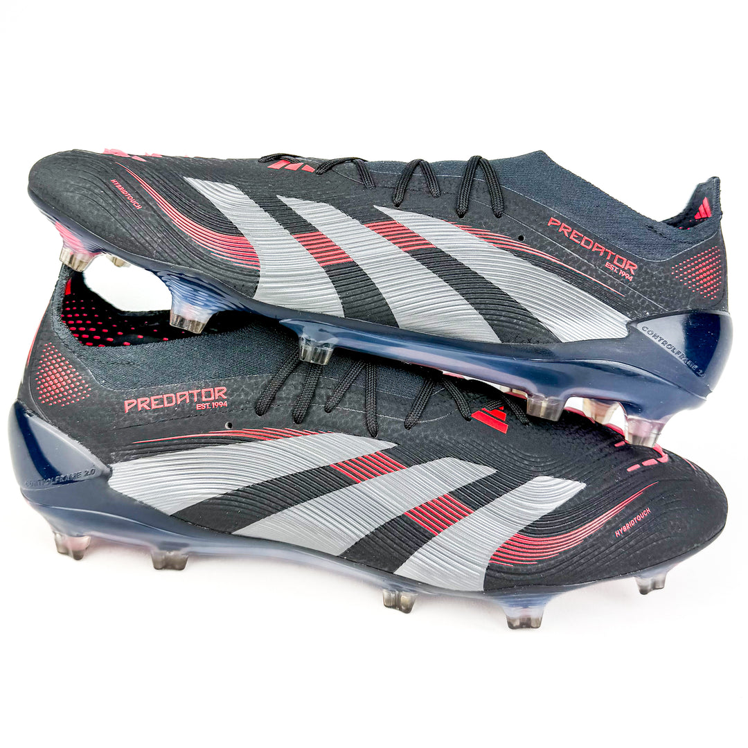 Adidas Predator Elite FG - Core Black/Grey Four/Lucid Red *Laced Mod*