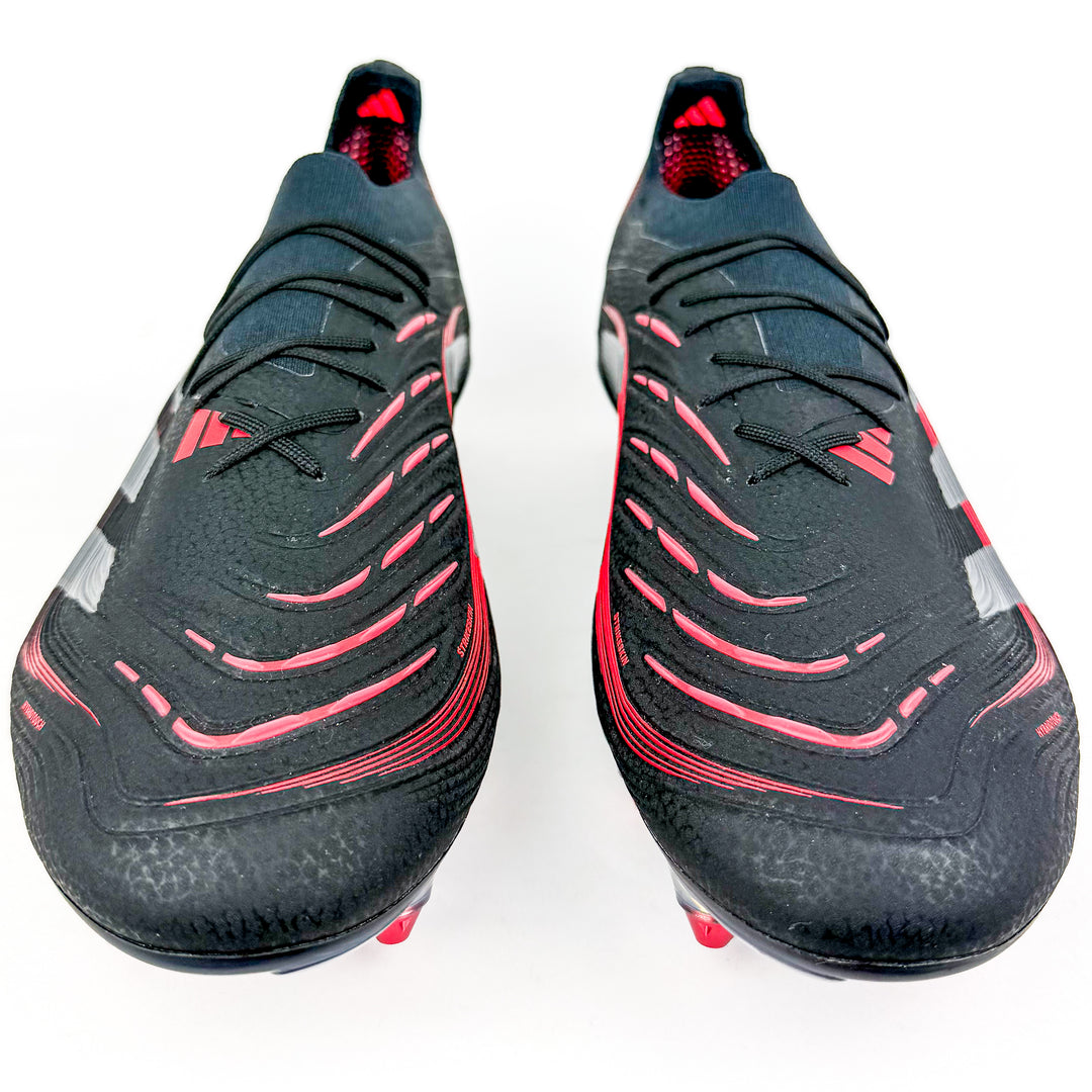 Adidas Predator Elite SG - Core Black/Grey Four/Lucid Red *Laced Mod*