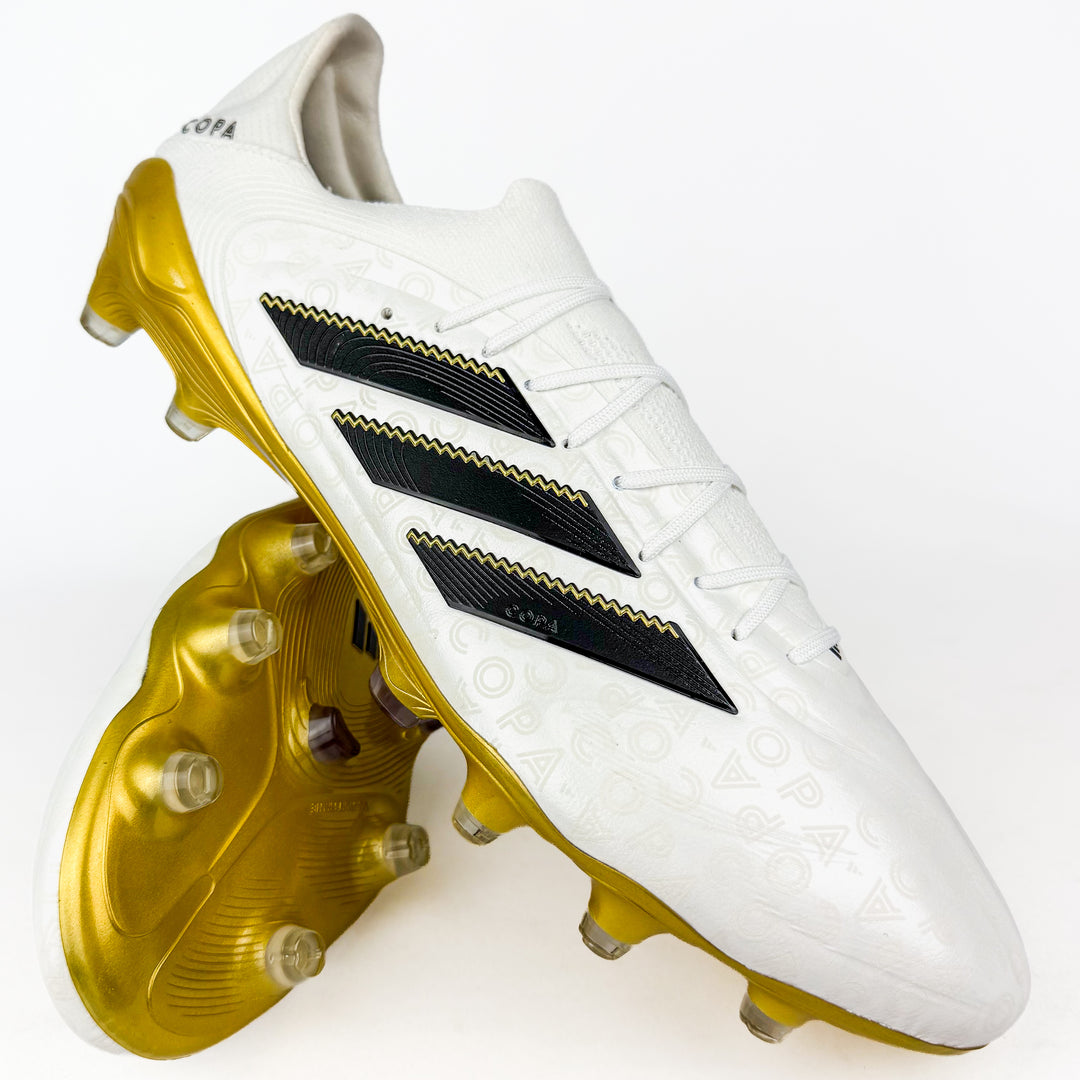 Adidas Copa Pure III Elite FG - White/Core Black/Gold Metallic *Laced Mod*