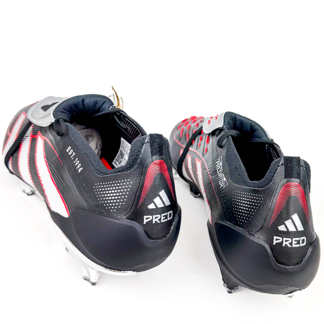 Adidas Predator Elite Leather Tongue FT FG - Core Black/Silver Metallic/Vivid Red *In Box*