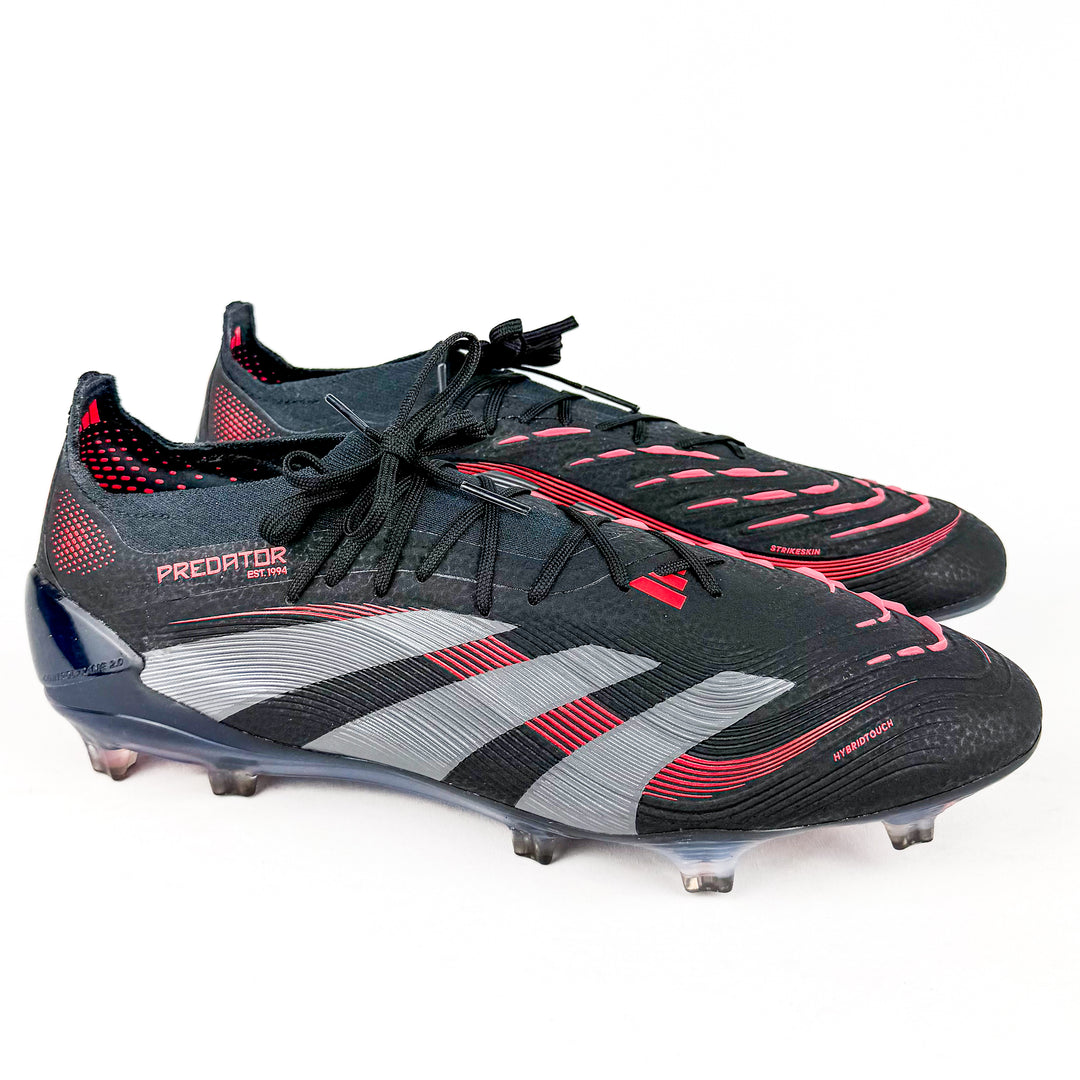 Adidas Predator Elite FG - Core Black/Grey Four/Lucid Red *Laced Mod*