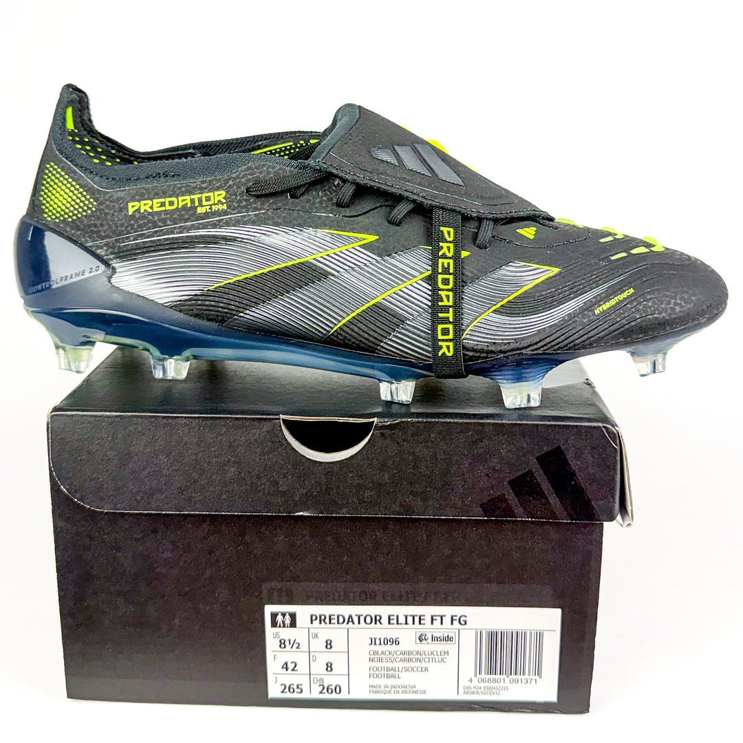 Adidas Predator Elite Tongue FT FG - Core Black/Carbon/Lucid Lemon *In Box*