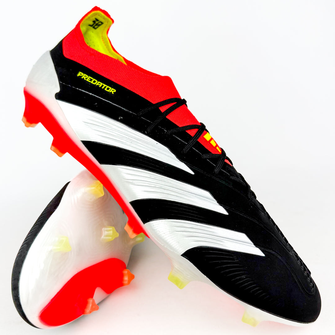 Adidas Predator Elite FG - Black/Solar Red/White/Solar Yellow *Laced Mod*