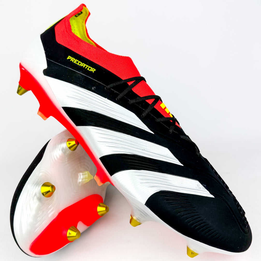 Adidas Predator Elite SG - Black/Solar Red/White/Solar Yellow *Laced Mod*