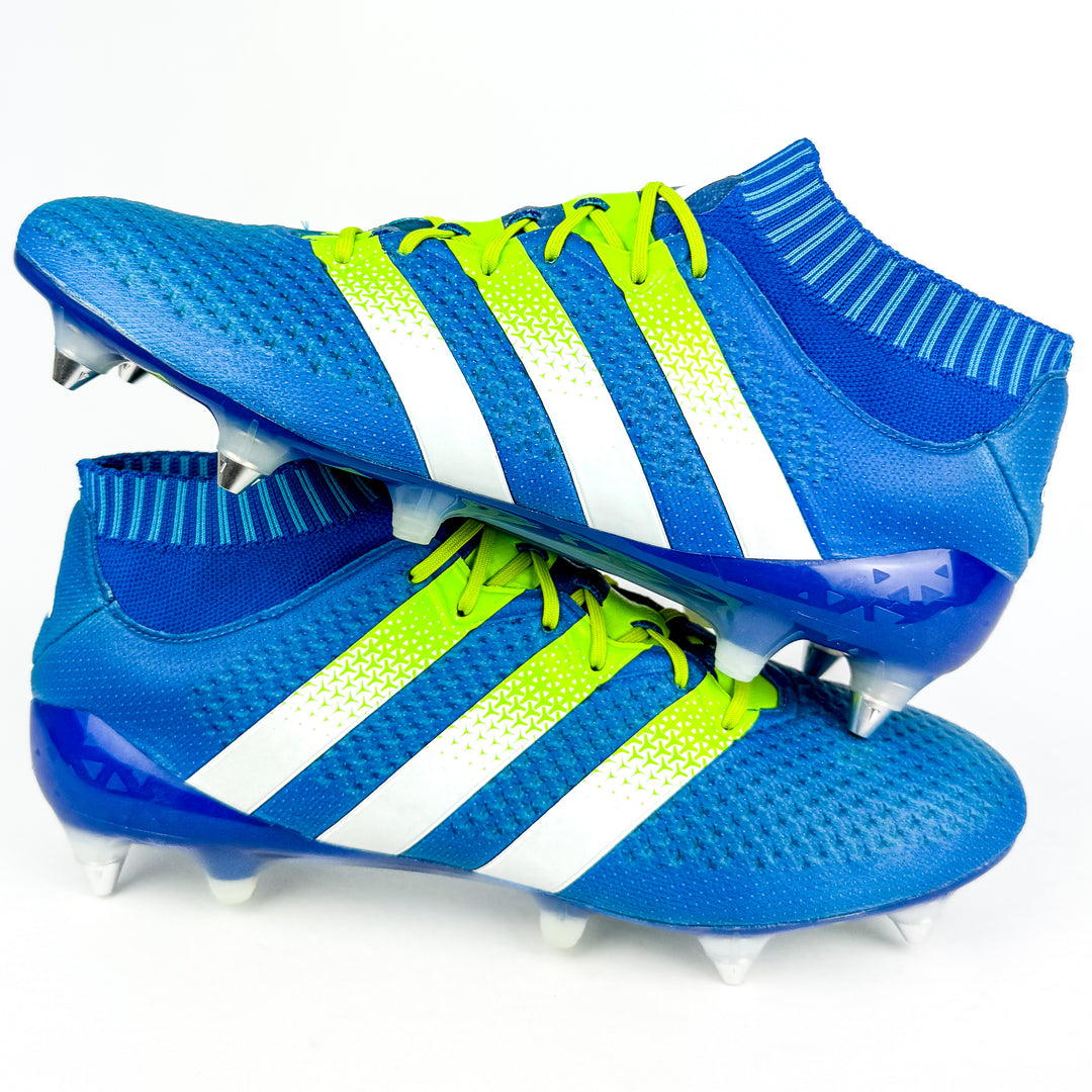 Adidas Ace 16.1 Primeknit SG - Shock Blue/Semi Solar Slime/White *Wore Once*