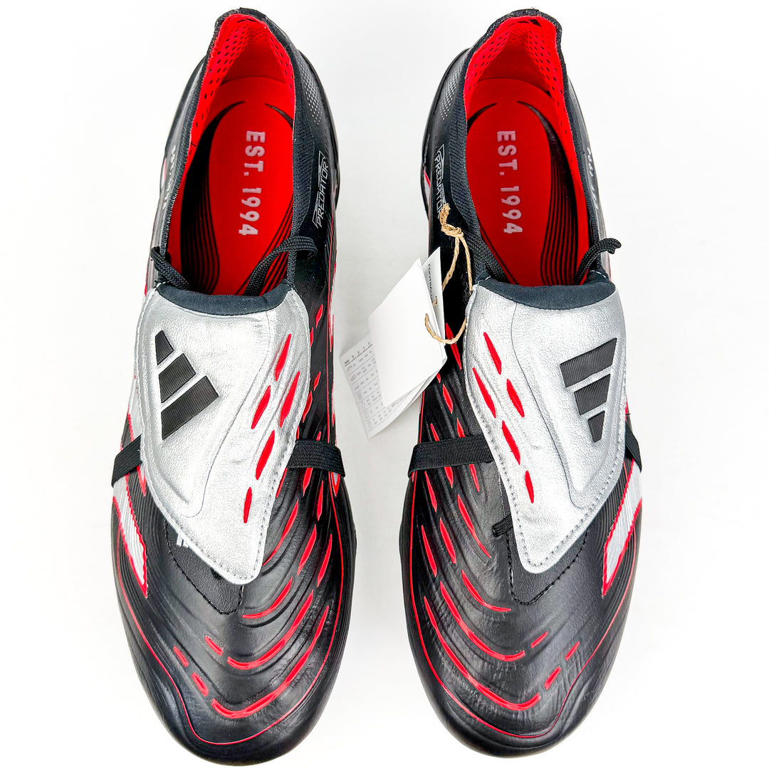 Adidas Predator Elite Leather Tongue FT FG - Core Black/Silver Metallic/Vivid Red *In Box*