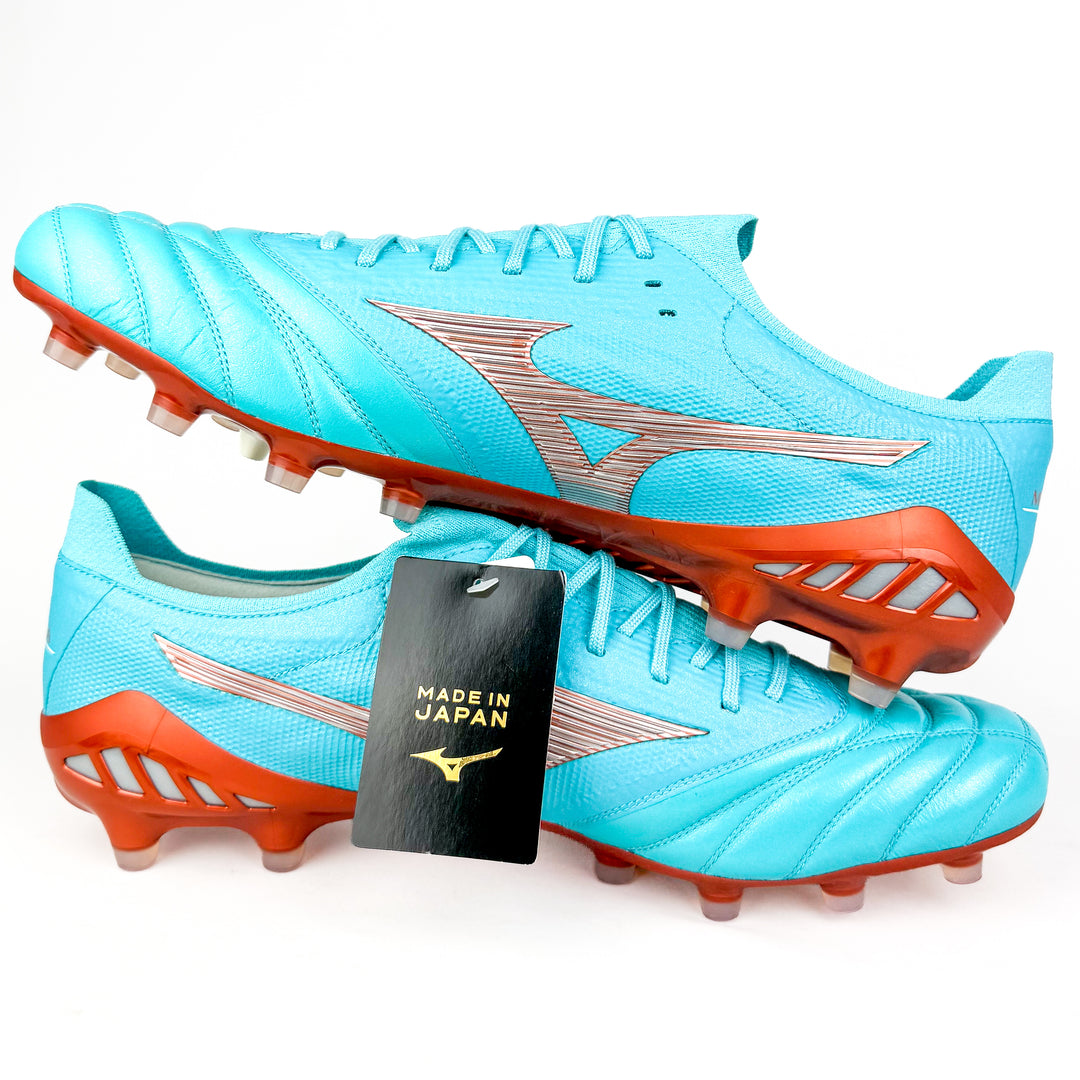Mizuno Morelia Neo III Beta Elite FG - Made in Japan - Azure Blue/White/Copper *In Box*