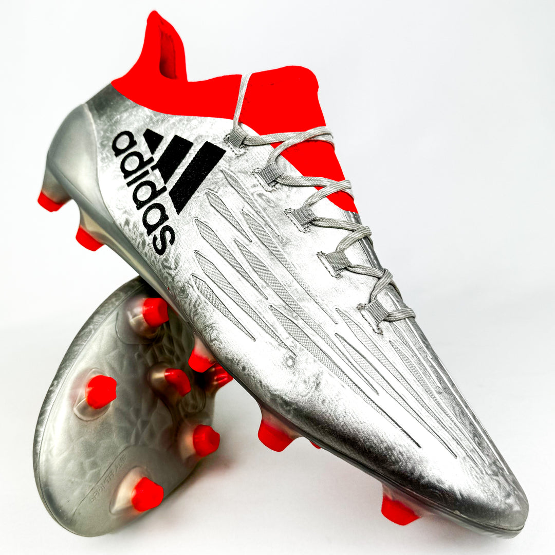 Adidas X 16.1 FG - Silver Metallic/Core Black/Solar Red *Wore Once*