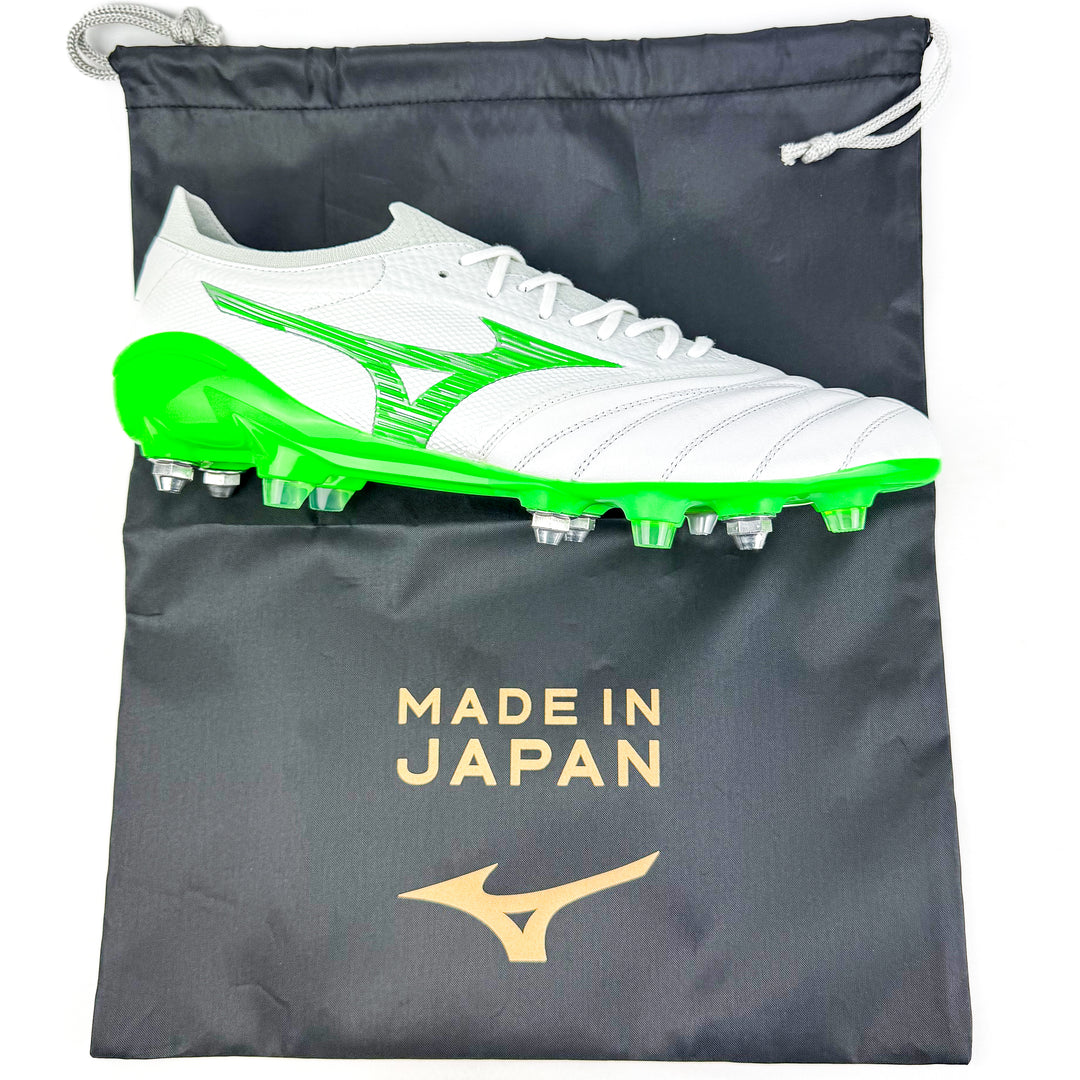 Mizuno Morelia Neo IV Beta Elite SG - Made in Japan - White/Neon Green/Cool Grey *In Box*