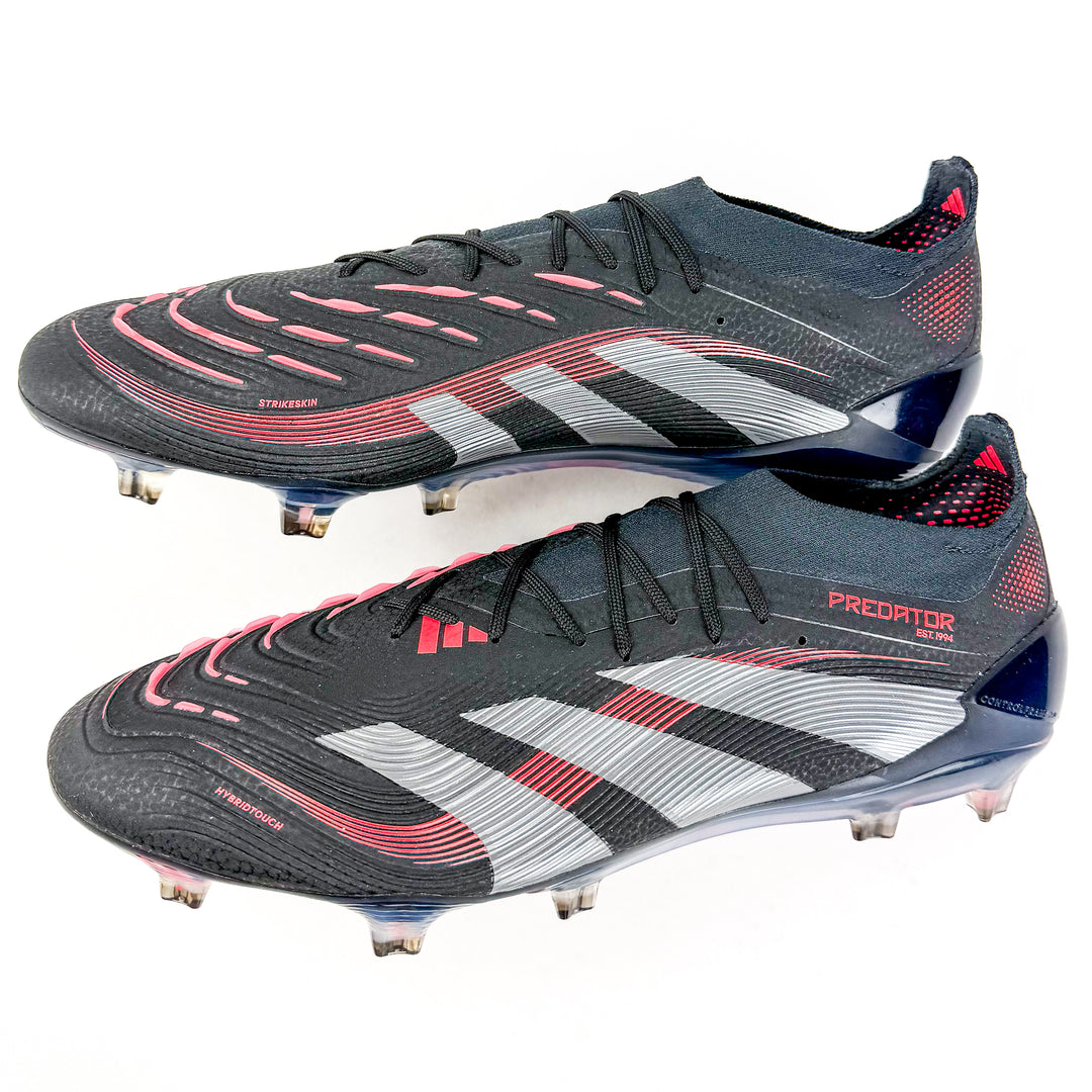 Adidas Predator Elite FG - Core Black/Grey Four/Lucid Red *Laced Mod*