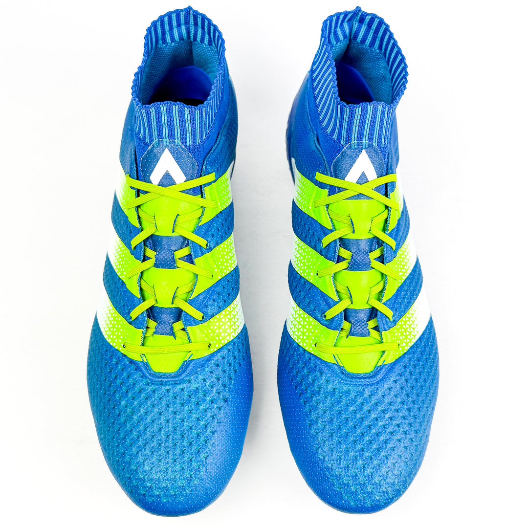 Adidas Ace 16.1 Primeknit SG - Shock Blue/Semi Solar Slime/White *Wore Once*