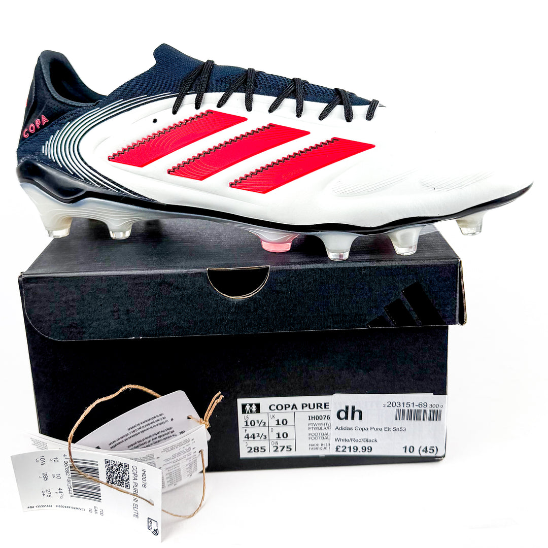 Adidas Copa Pure III Elite FG - White/Lucid Red/Core Black *Laced Mod*