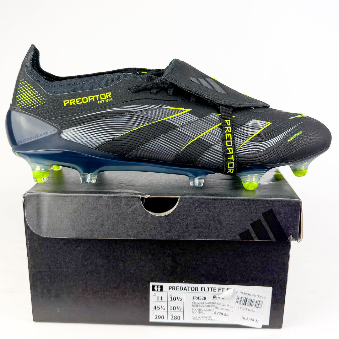 Adidas Predator Elite Tongue FT FG - Core Black/Carbon/Lucid Lemon *In Box*