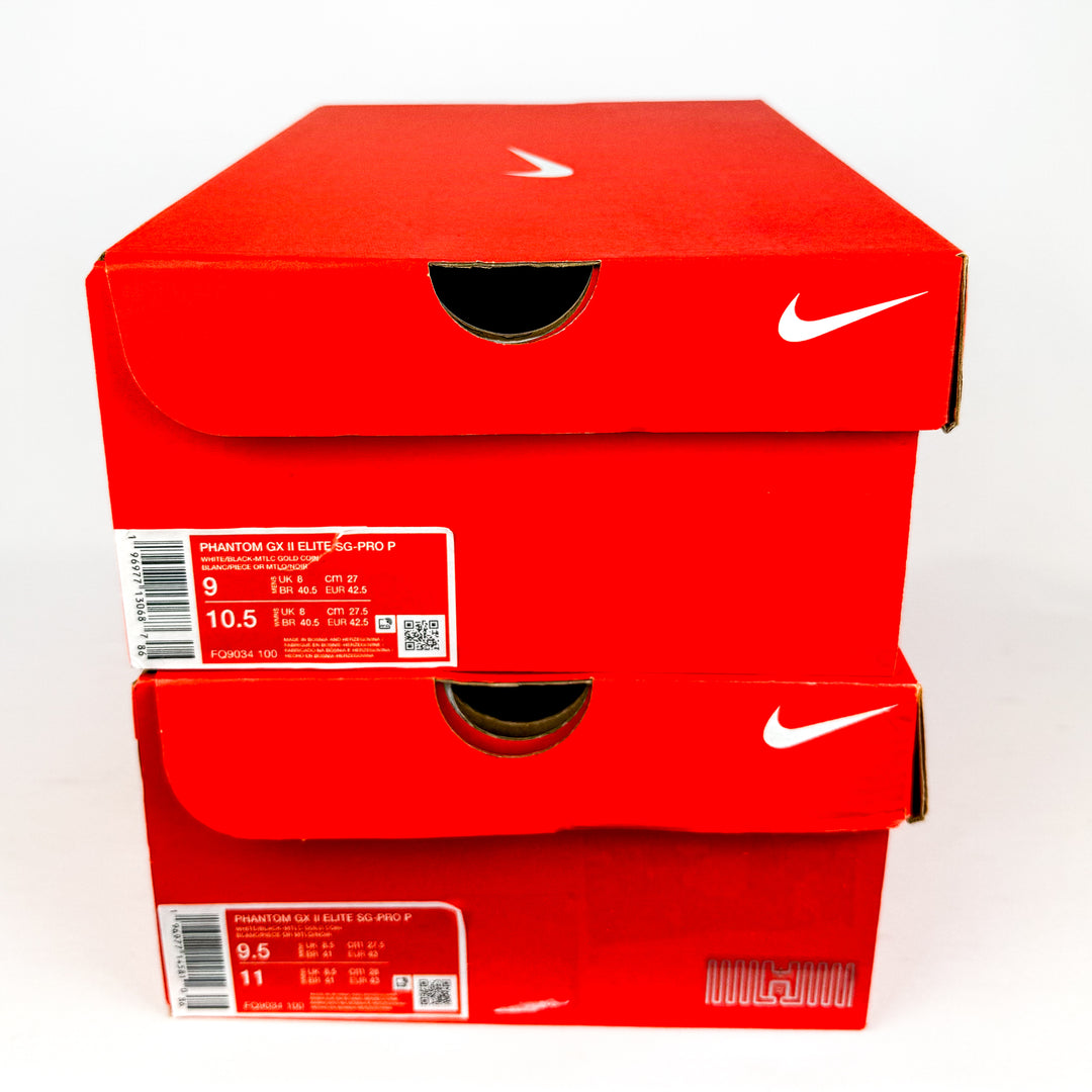 Nike Phantom GX II Elite SG-Pro - Player Edition - White/Metallic Gold Coin/Black *In Box*