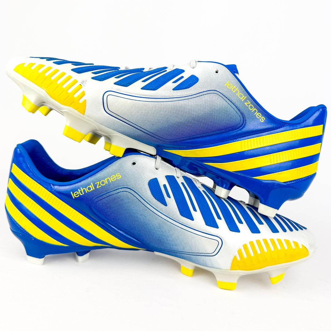 Adidas Predator LZ FG - White/Vivid Yellow/Prime Blue *Brand New*