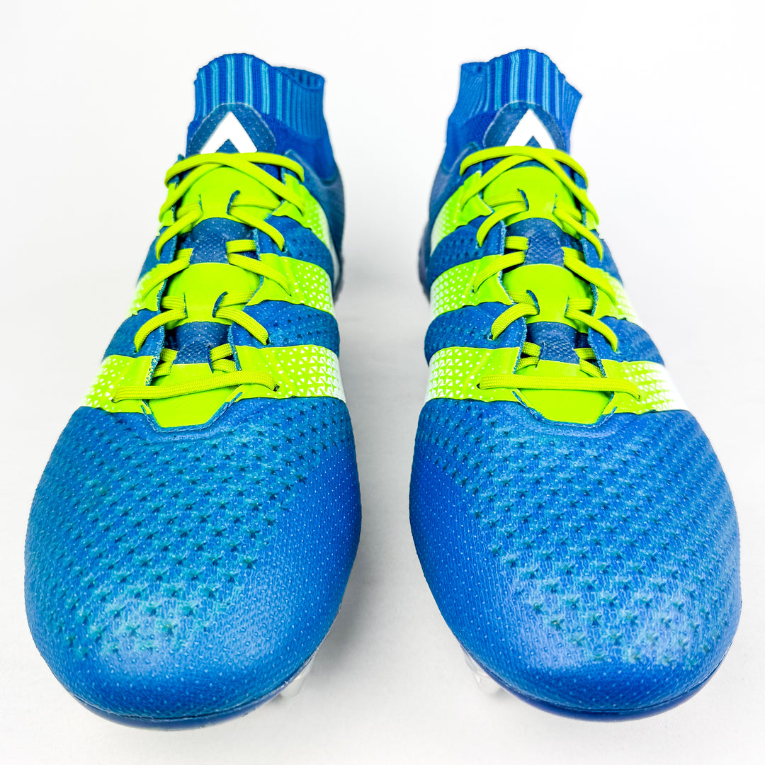 Adidas Ace 16.1 Primeknit SG - Shock Blue/Semi Solar Slime/White *Wore Once*