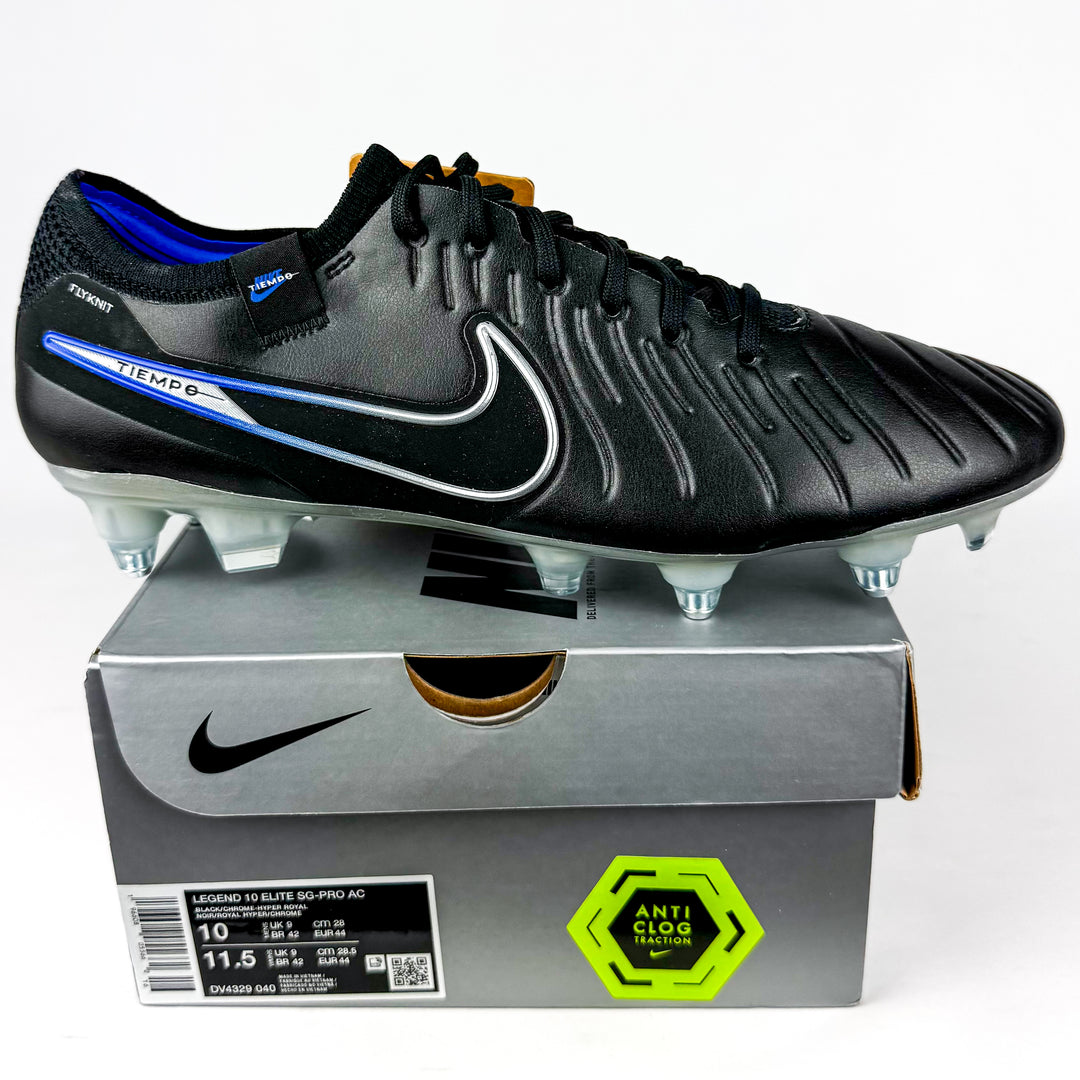 Nike Tiempo Legend 10 Elite AC SG-Pro  - Black/Hyper Royal/Chrome *In Box*